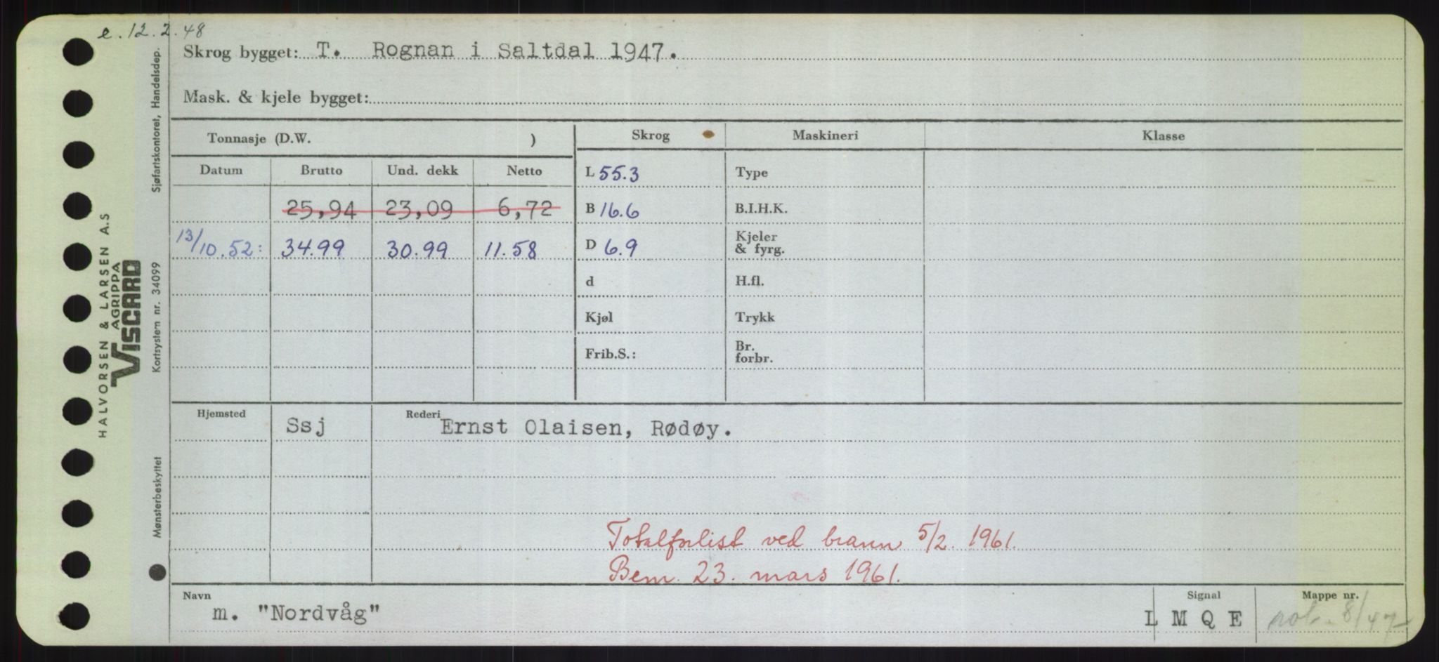 Sjøfartsdirektoratet med forløpere, Skipsmålingen, RA/S-1627/H/Hd/L0026: Fartøy, N-Norhol, p. 587