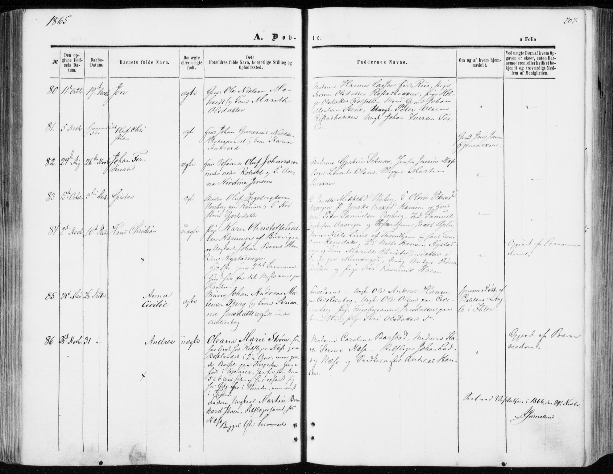 Ministerialprotokoller, klokkerbøker og fødselsregistre - Sør-Trøndelag, SAT/A-1456/606/L0292: Parish register (official) no. 606A07, 1856-1865, p. 207