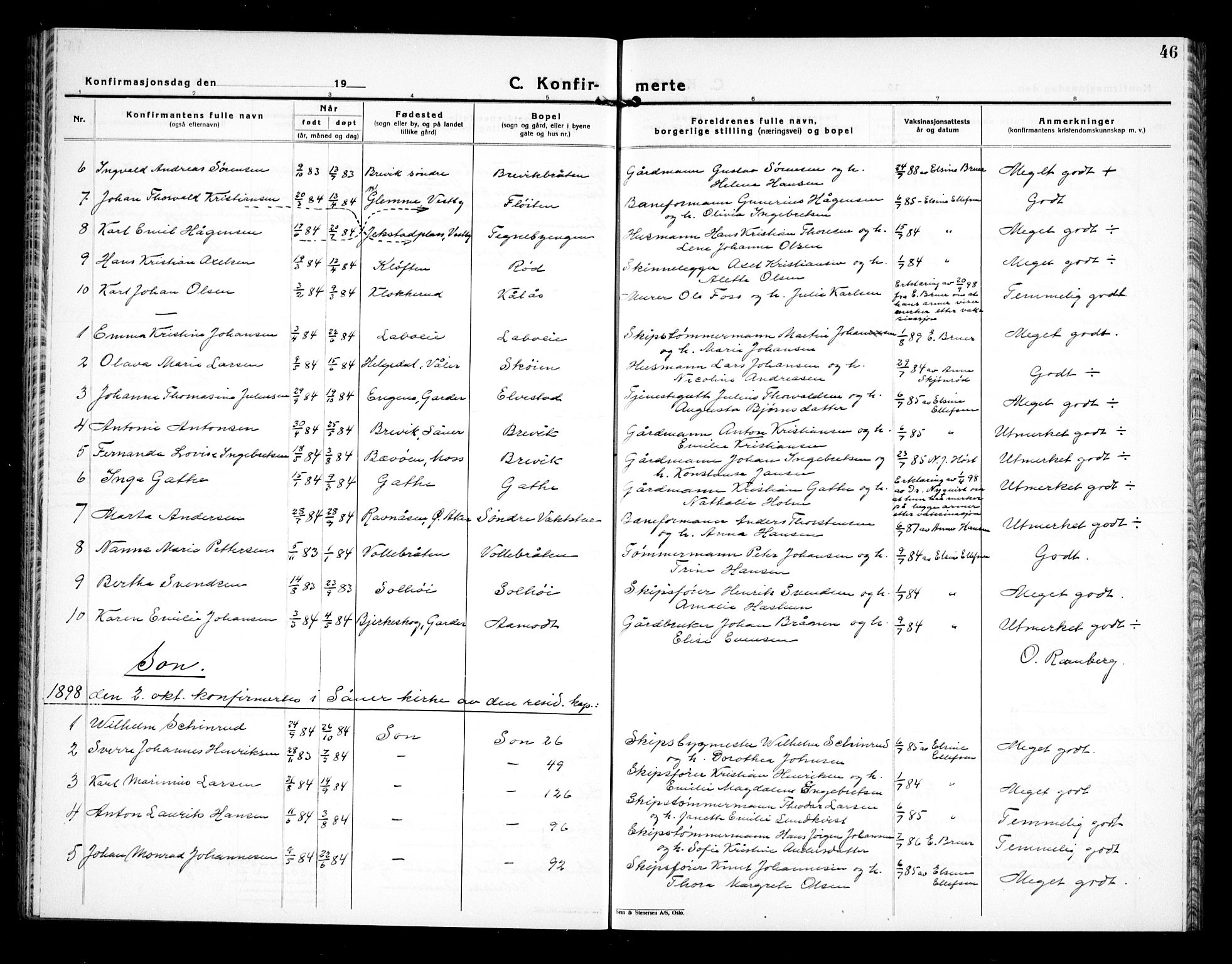 Vestby prestekontor Kirkebøker, SAO/A-10893/G/Gb/L0001: Parish register (copy) no. II 1, 1878-1905, p. 46