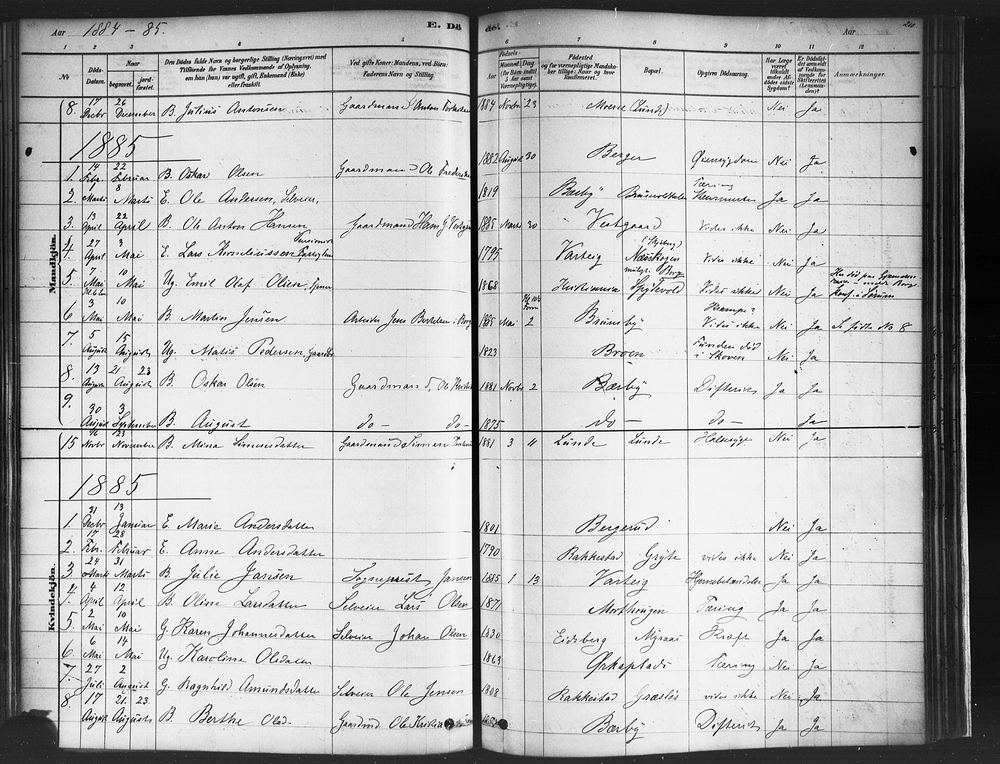 Varteig prestekontor Kirkebøker, SAO/A-10447a/F/Fa/L0002: Parish register (official) no. 2, 1878-1899, p. 210