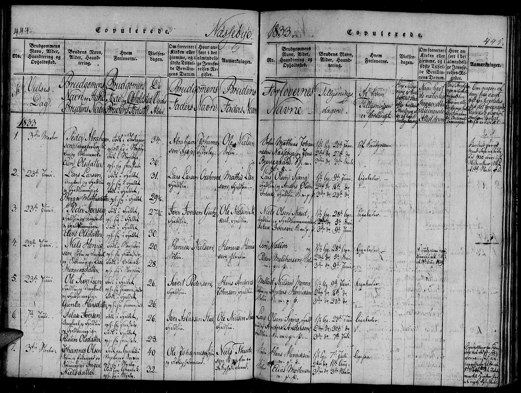 Vadsø sokneprestkontor, SATØ/S-1325/H/Ha/L0003kirke: Parish register (official) no. 3 /2, 1821-1839, p. 444-445