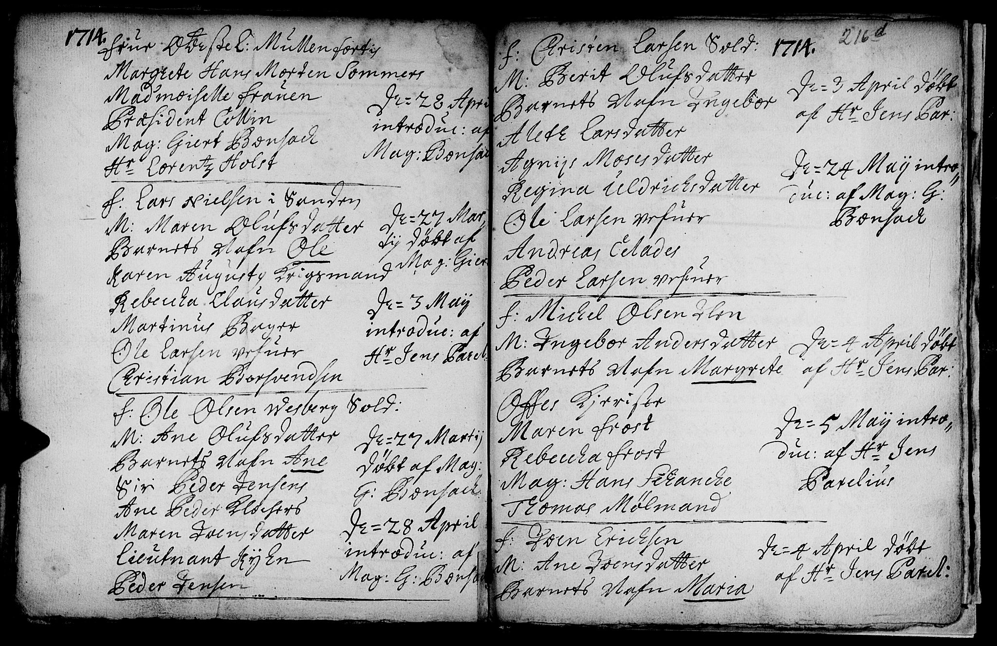 Ministerialprotokoller, klokkerbøker og fødselsregistre - Sør-Trøndelag, SAT/A-1456/601/L0034: Parish register (official) no. 601A02, 1702-1714, p. 216e