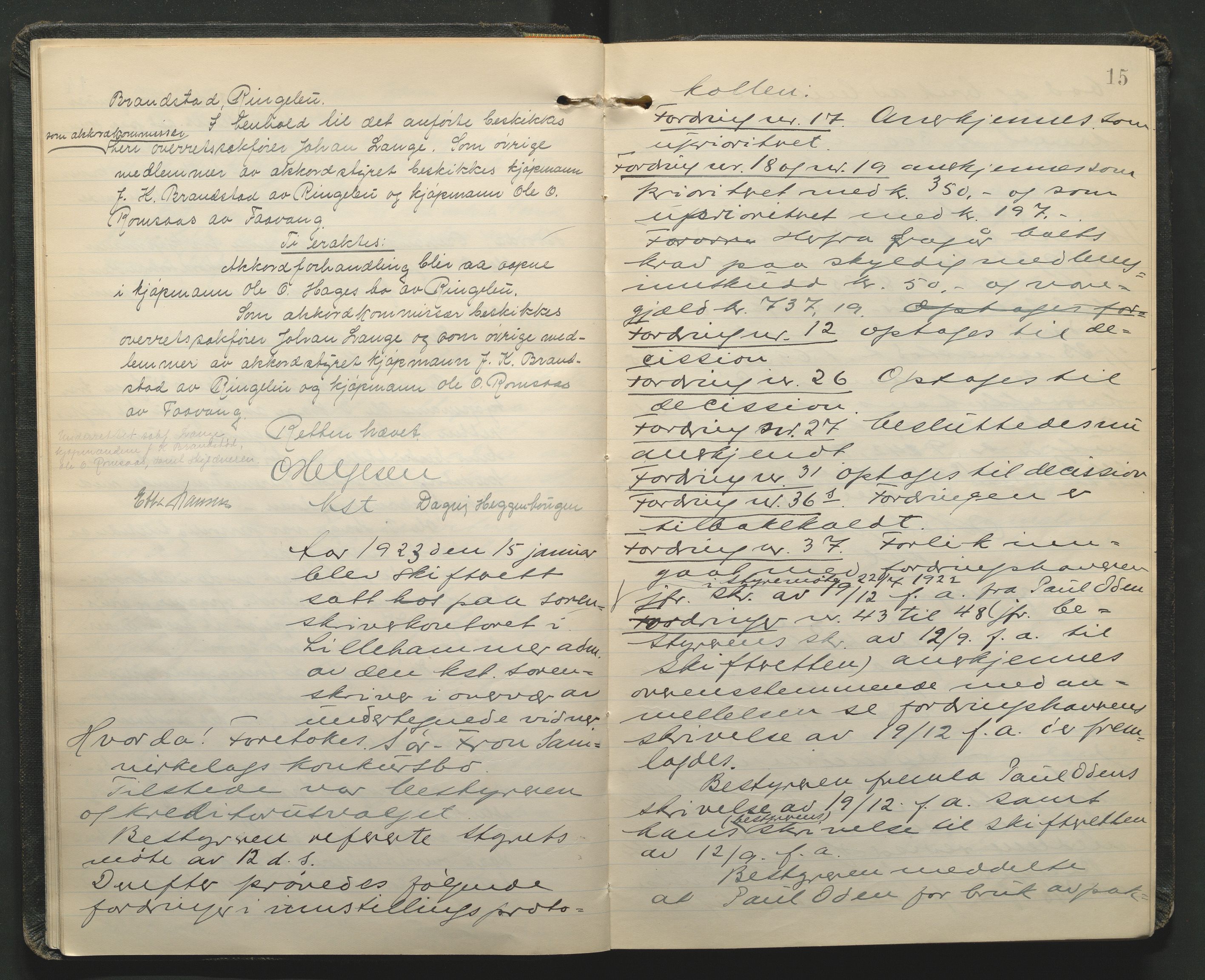 Sør-Gudbrandsdal tingrett, AV/SAH-TING-004/J/Ja/Jad/L0004: Skifteforhandlingsprotokoll - landet, 1922-1927, p. 15