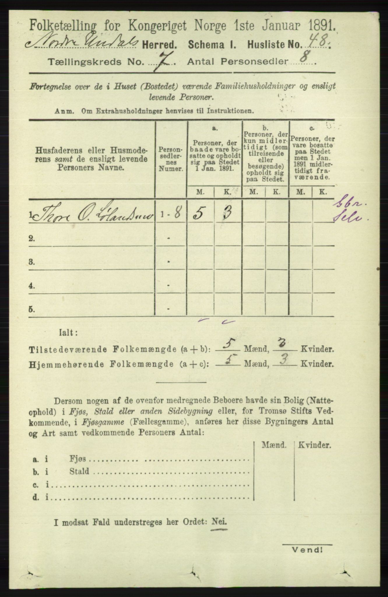 RA, 1891 census for 1028 Nord-Audnedal, 1891, p. 1780