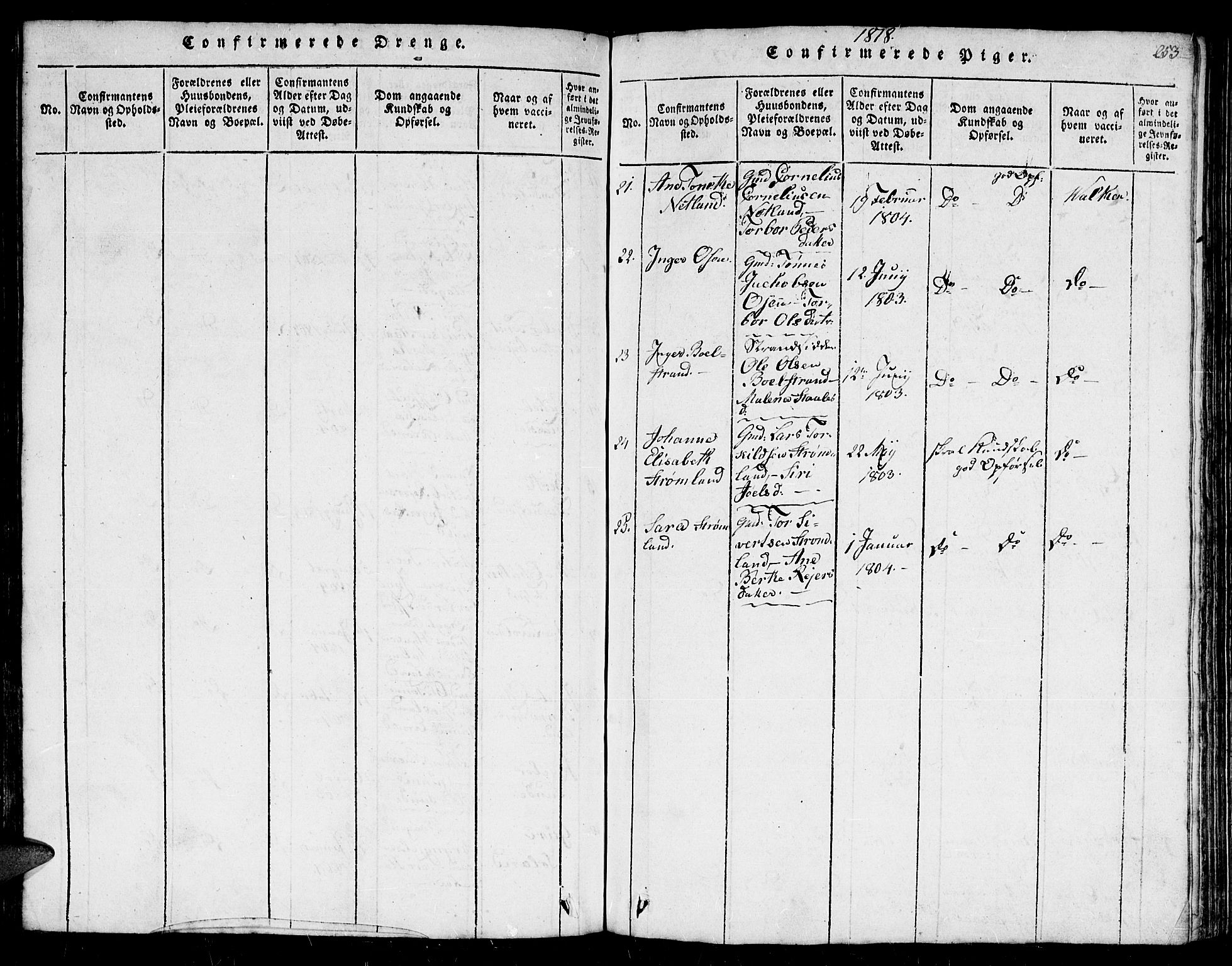 Flekkefjord sokneprestkontor, AV/SAK-1111-0012/F/Fb/Fbc/L0003: Parish register (copy) no. B 3, 1815-1826, p. 253