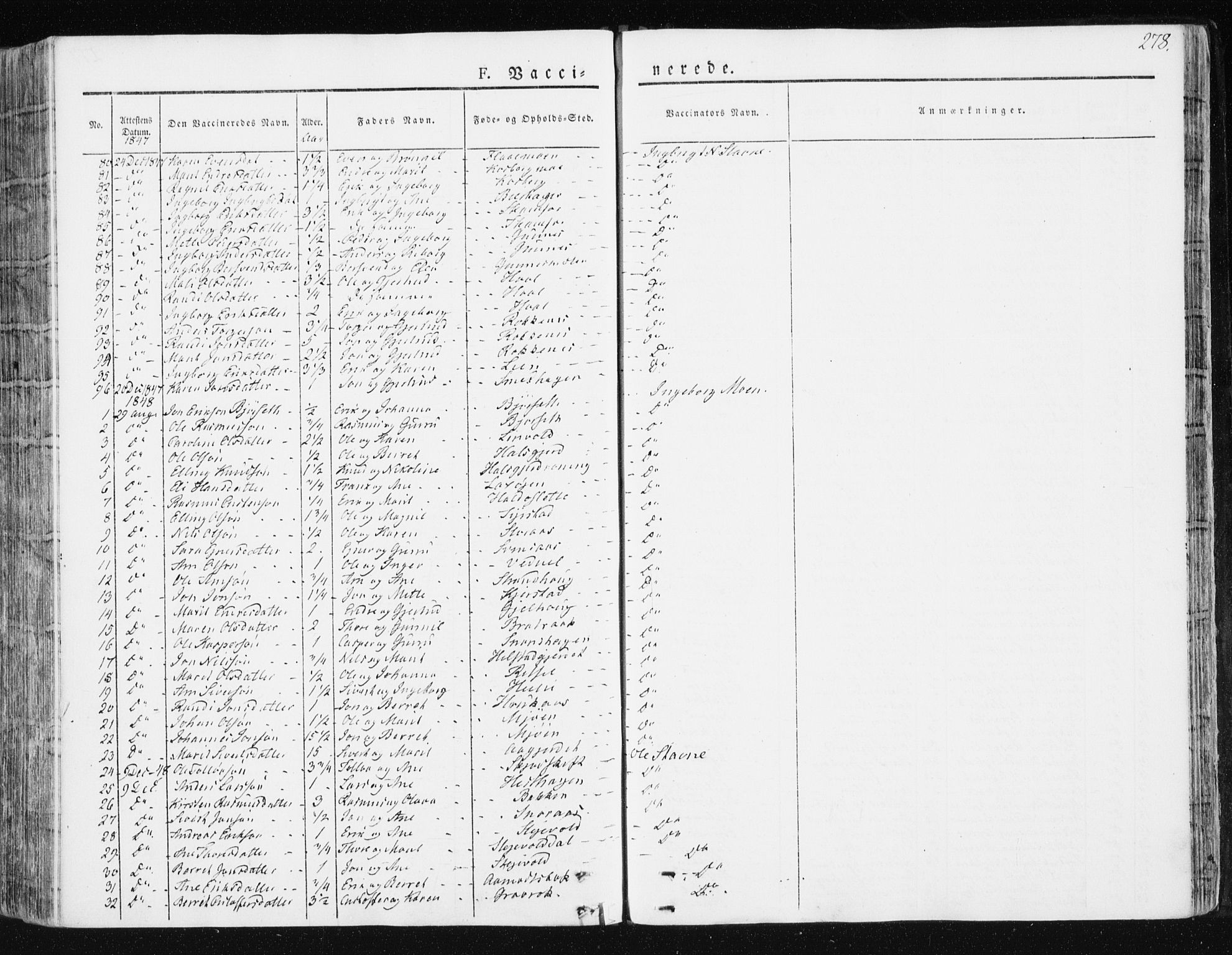 Ministerialprotokoller, klokkerbøker og fødselsregistre - Sør-Trøndelag, AV/SAT-A-1456/672/L0855: Parish register (official) no. 672A07, 1829-1860, p. 278