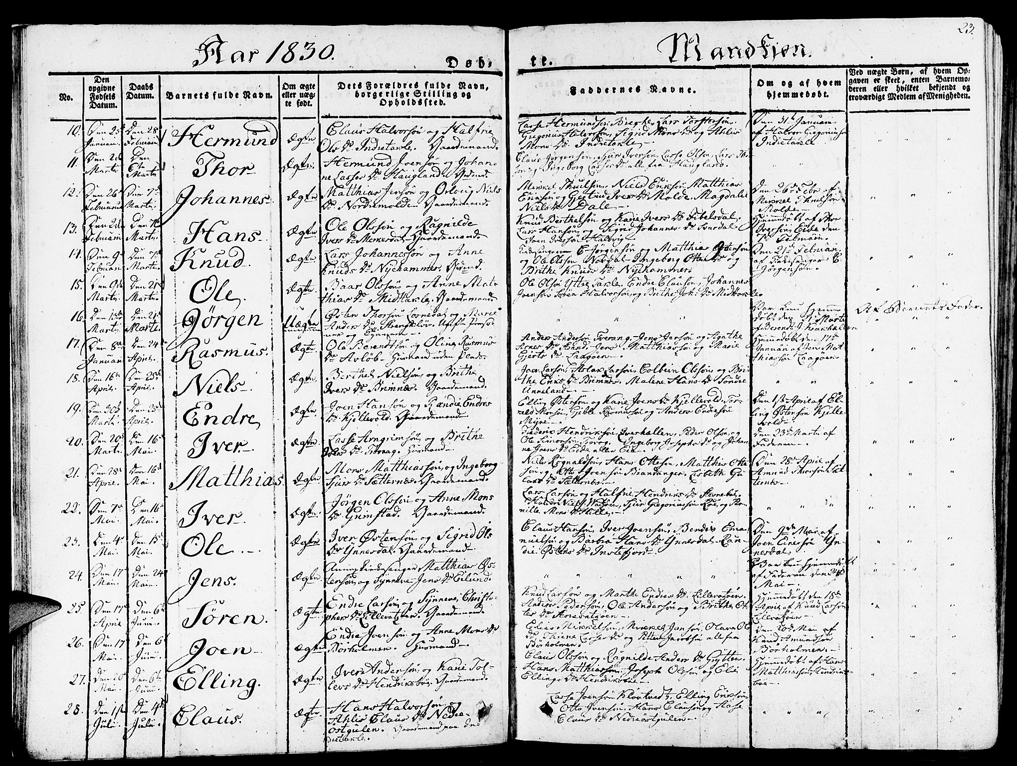 Gulen sokneprestembete, SAB/A-80201/H/Haa/Haaa/L0019: Parish register (official) no. A 19, 1826-1836, p. 23