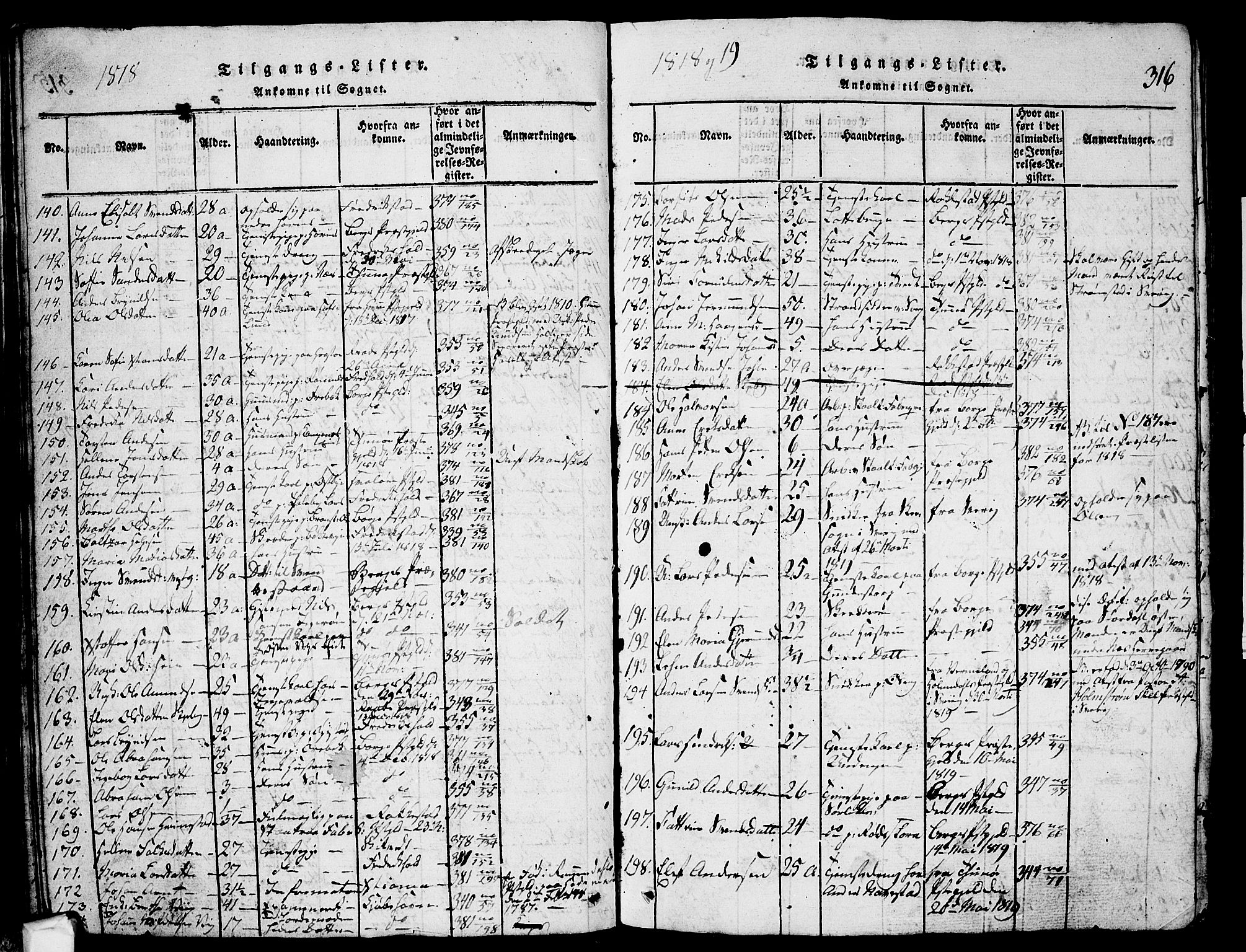 Skjeberg prestekontor Kirkebøker, SAO/A-10923/G/Ga/L0001: Parish register (copy) no. I 1, 1815-1830, p. 316
