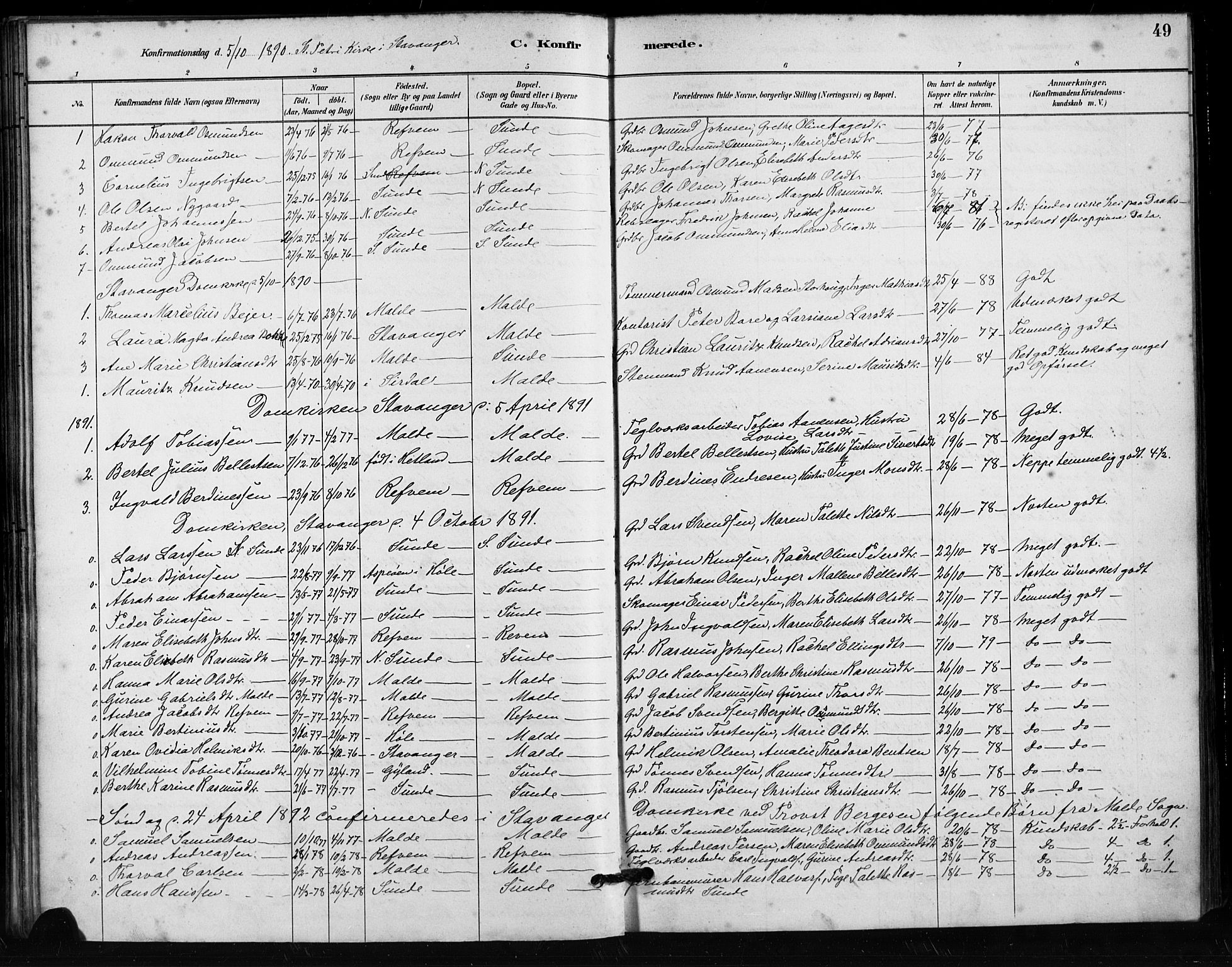 Håland sokneprestkontor, SAST/A-101802/001/30BA/L0011: Parish register (official) no. A 10, 1883-1900, p. 49