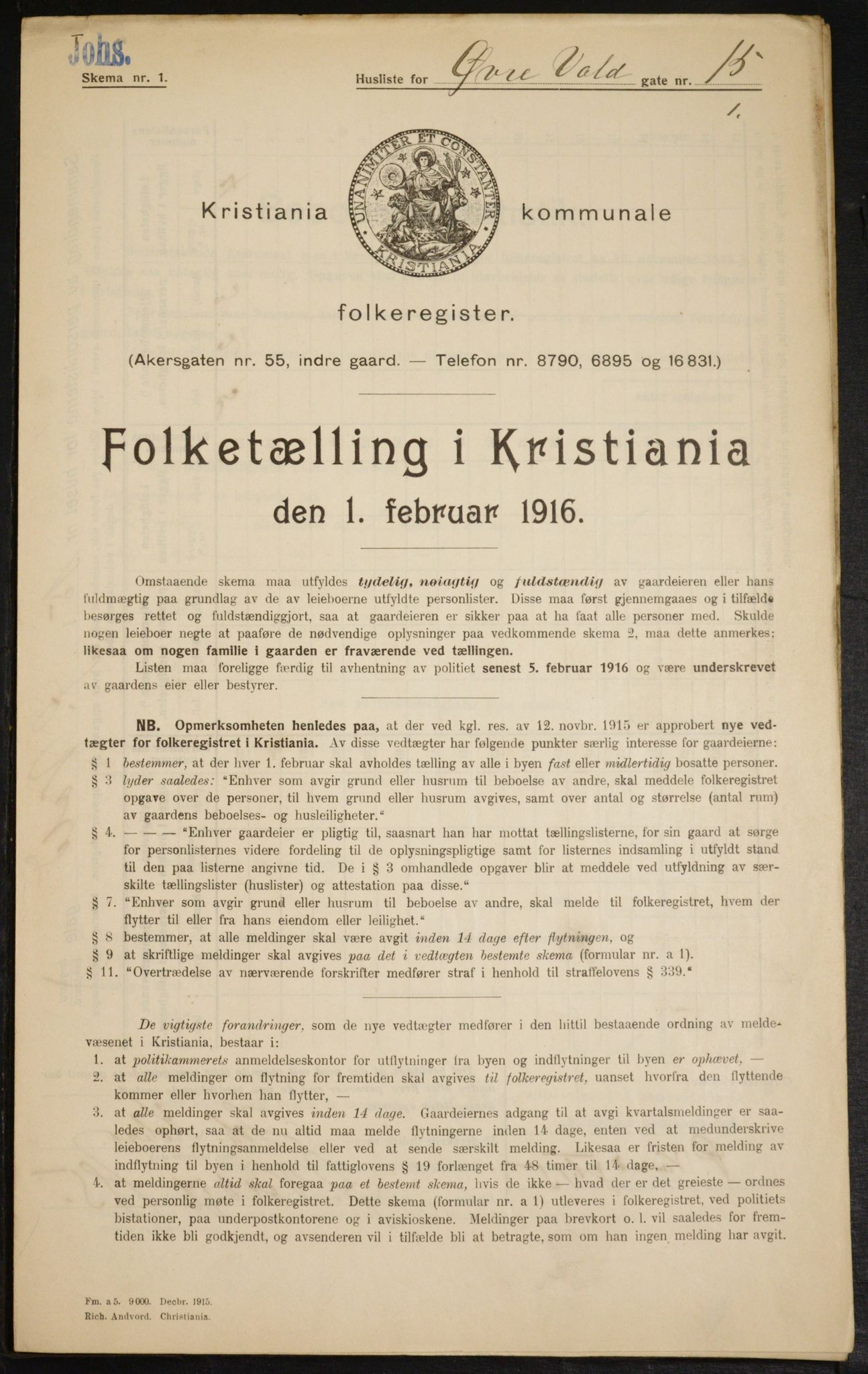 OBA, Municipal Census 1916 for Kristiania, 1916, p. 133959