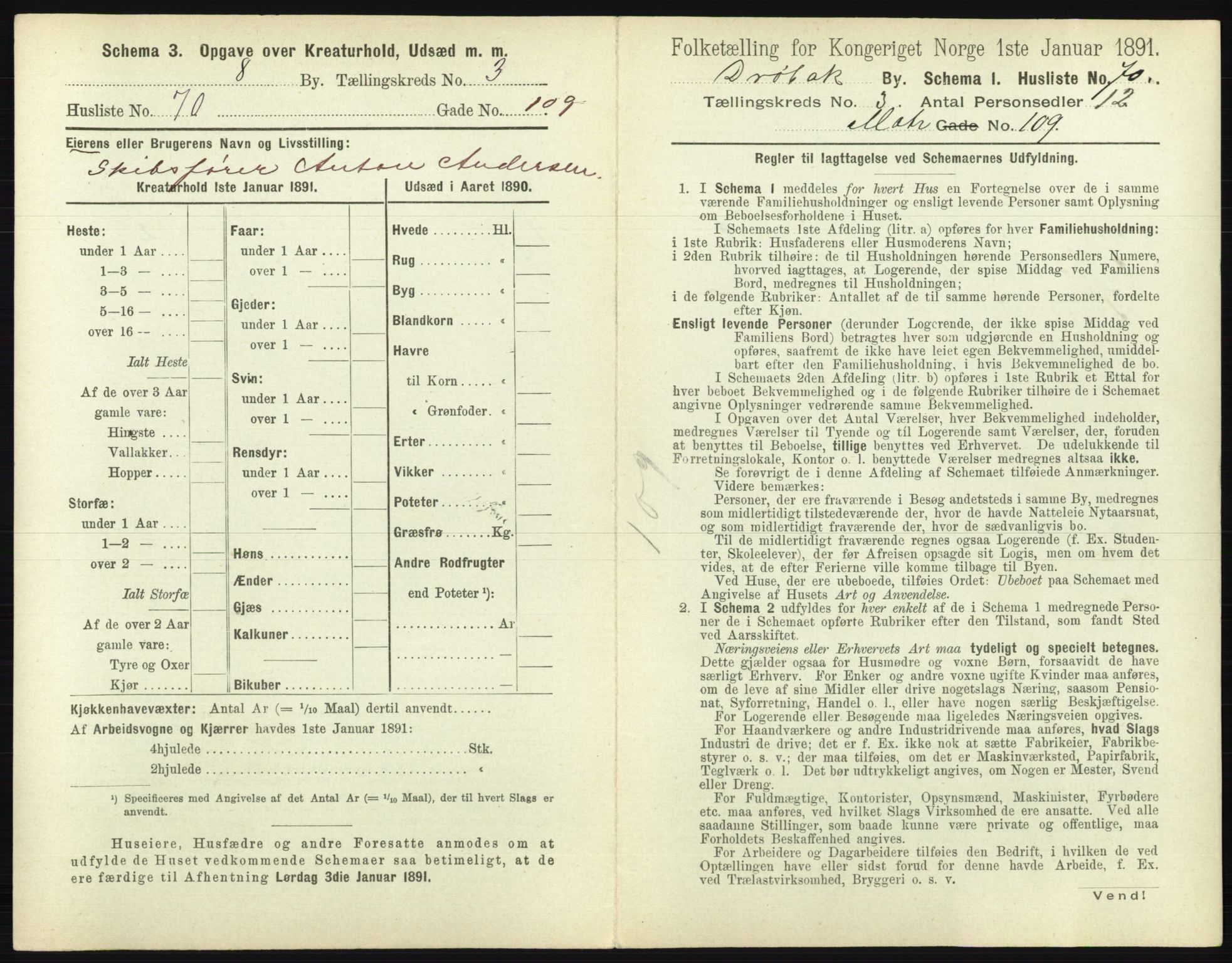 RA, 1891 census for 0203 Drøbak, 1891, p. 461