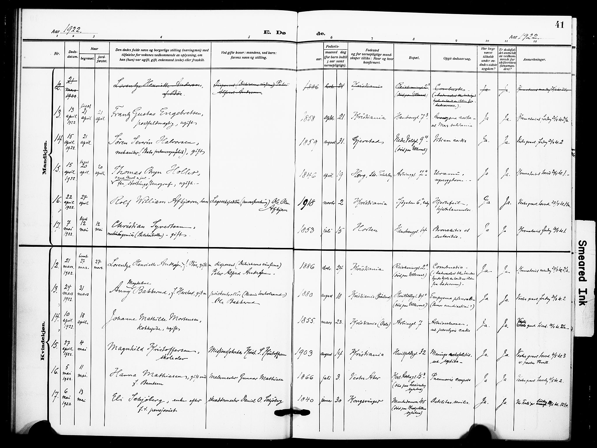 Johannes prestekontor Kirkebøker, SAO/A-10852/F/Fa/L0012: Parish register (official) no. 12, 1918-1930, p. 41