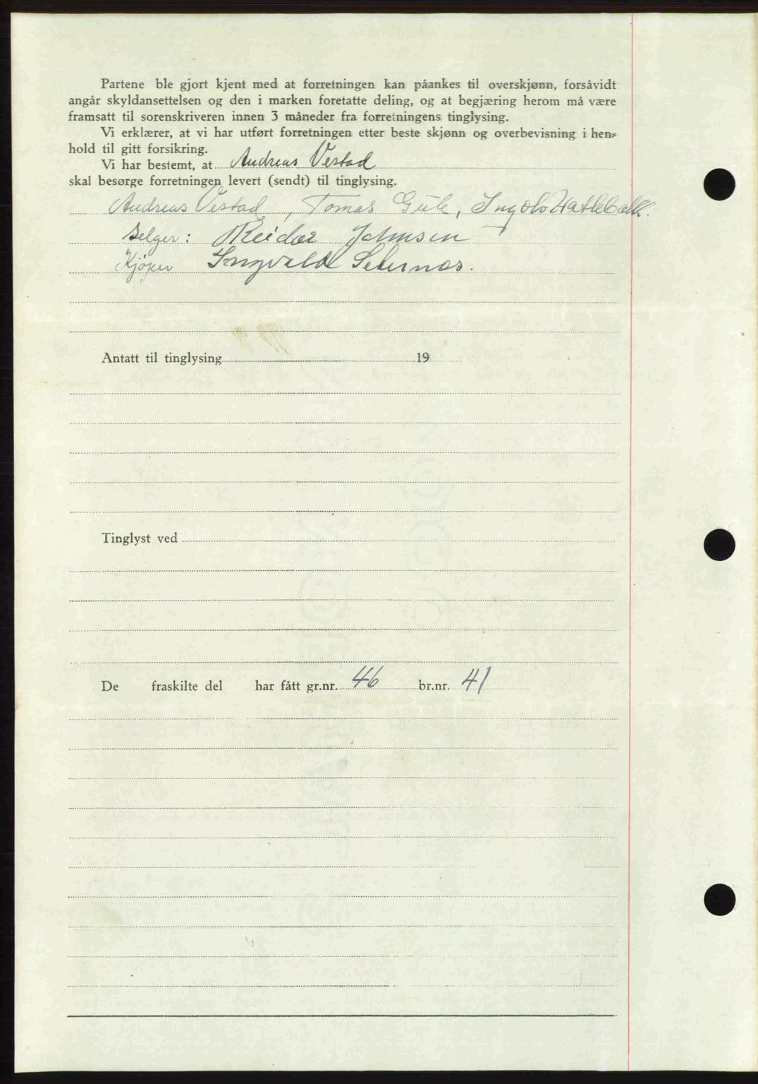 Romsdal sorenskriveri, AV/SAT-A-4149/1/2/2C: Mortgage book no. A21, 1946-1946, Diary no: : 1967/1946