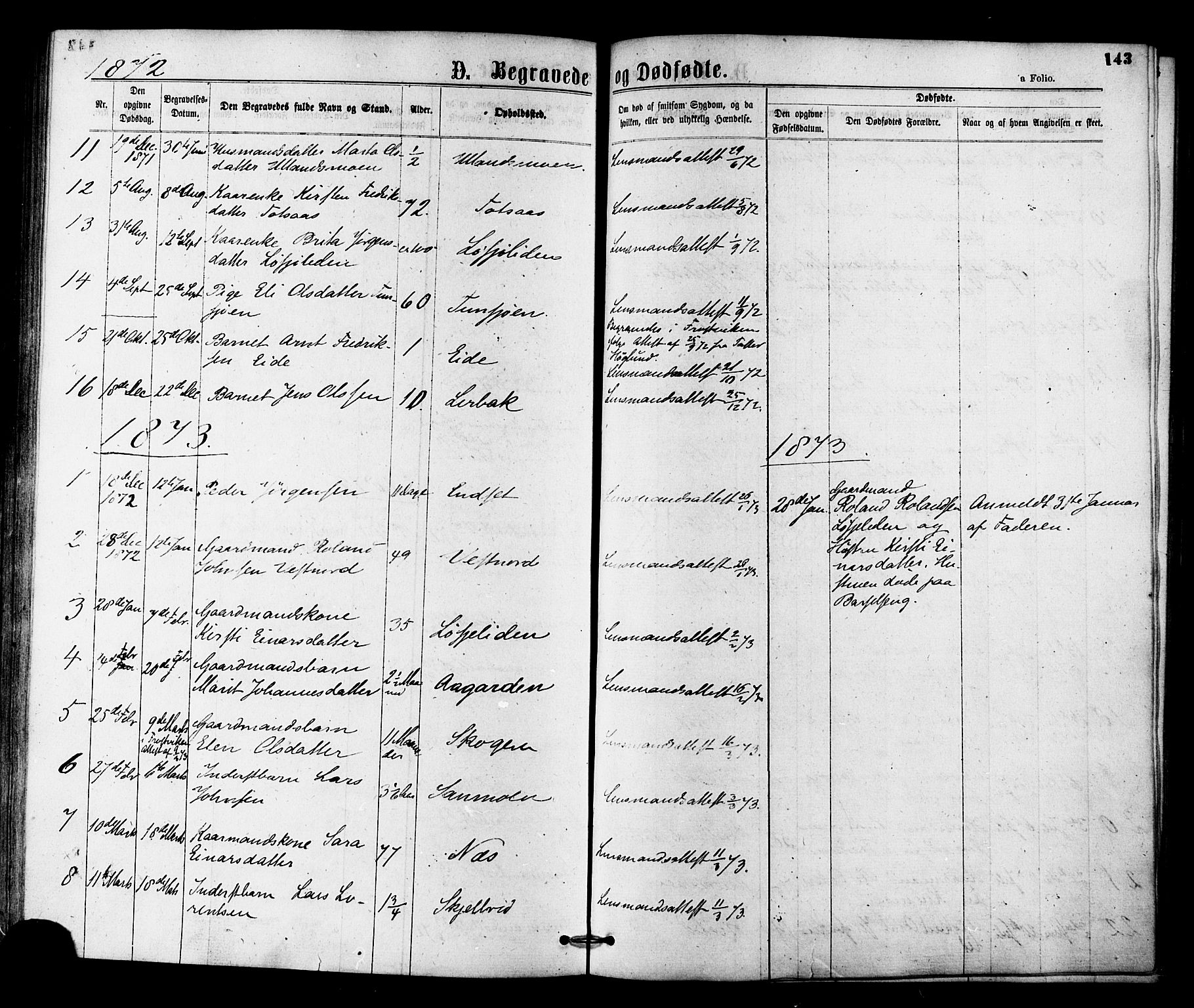 Ministerialprotokoller, klokkerbøker og fødselsregistre - Nord-Trøndelag, SAT/A-1458/755/L0493: Parish register (official) no. 755A02, 1865-1881, p. 143