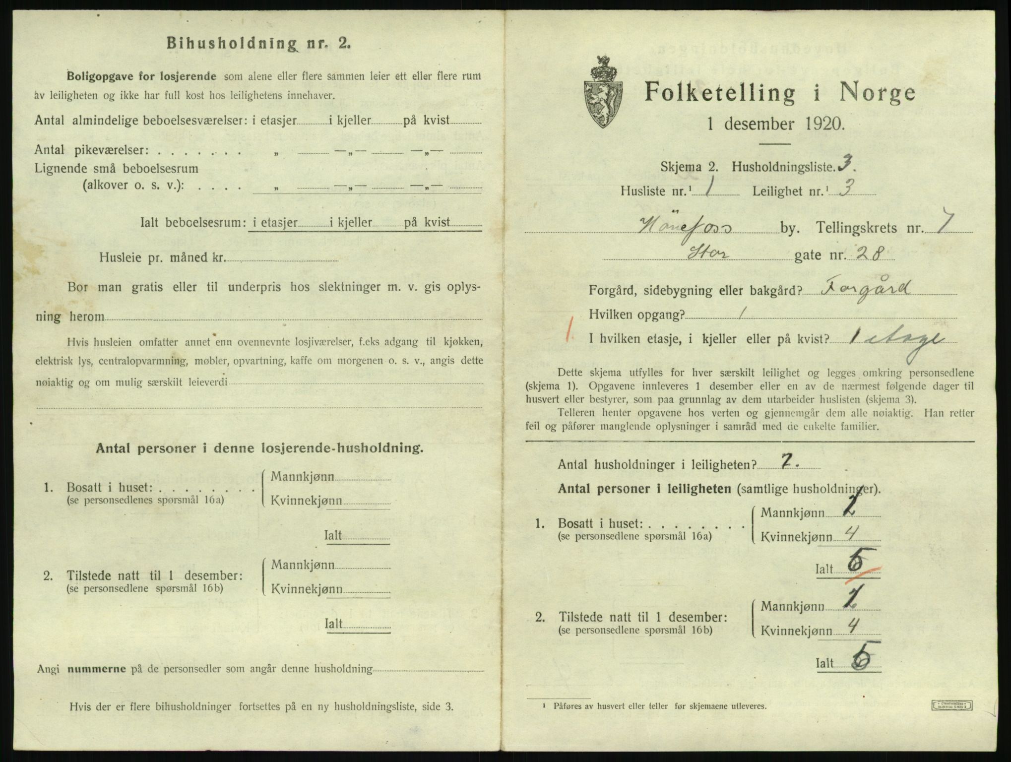 SAKO, 1920 census for Hønefoss, 1920, p. 2118