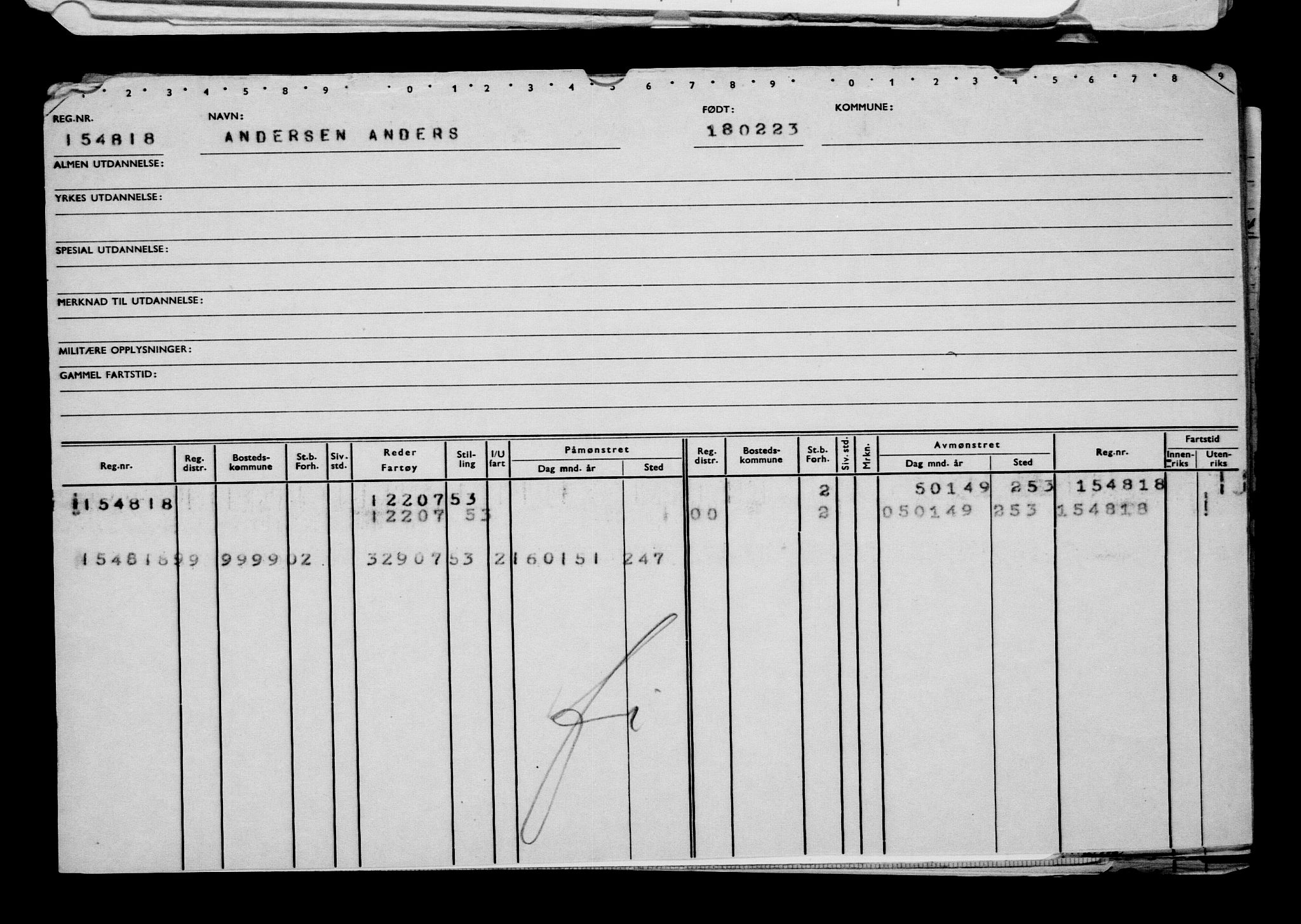 Direktoratet for sjømenn, RA/S-3545/G/Gb/L0215: Hovedkort, 1923, p. 503