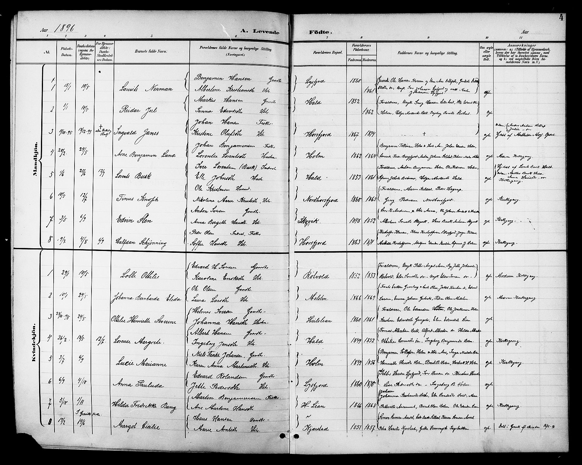 Ministerialprotokoller, klokkerbøker og fødselsregistre - Nordland, SAT/A-1459/811/L0170: Parish register (copy) no. 811C02, 1896-1908, p. 4