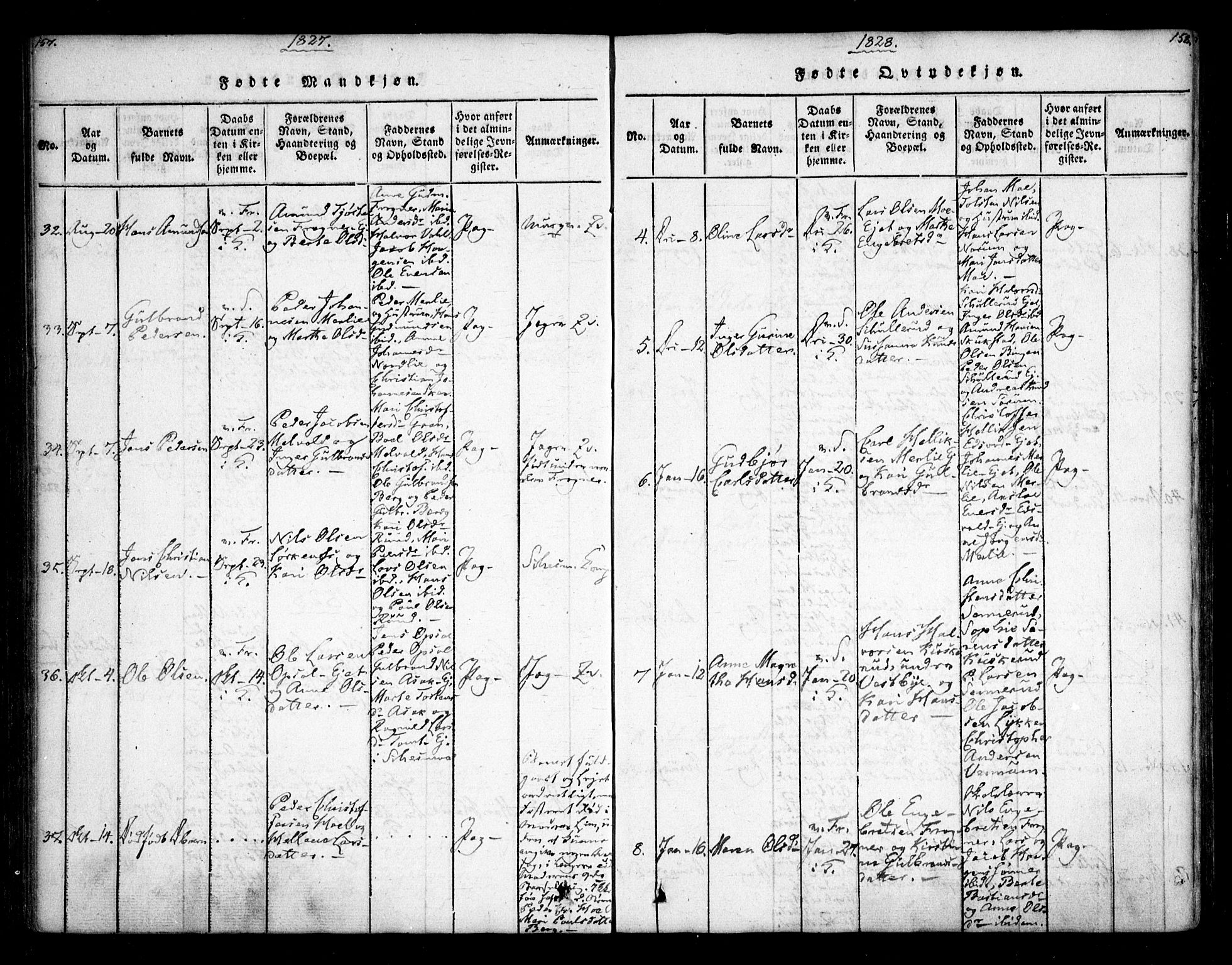 Sørum prestekontor Kirkebøker, AV/SAO-A-10303/F/Fa/L0003: Parish register (official) no. I 3, 1814-1829, p. 157-158