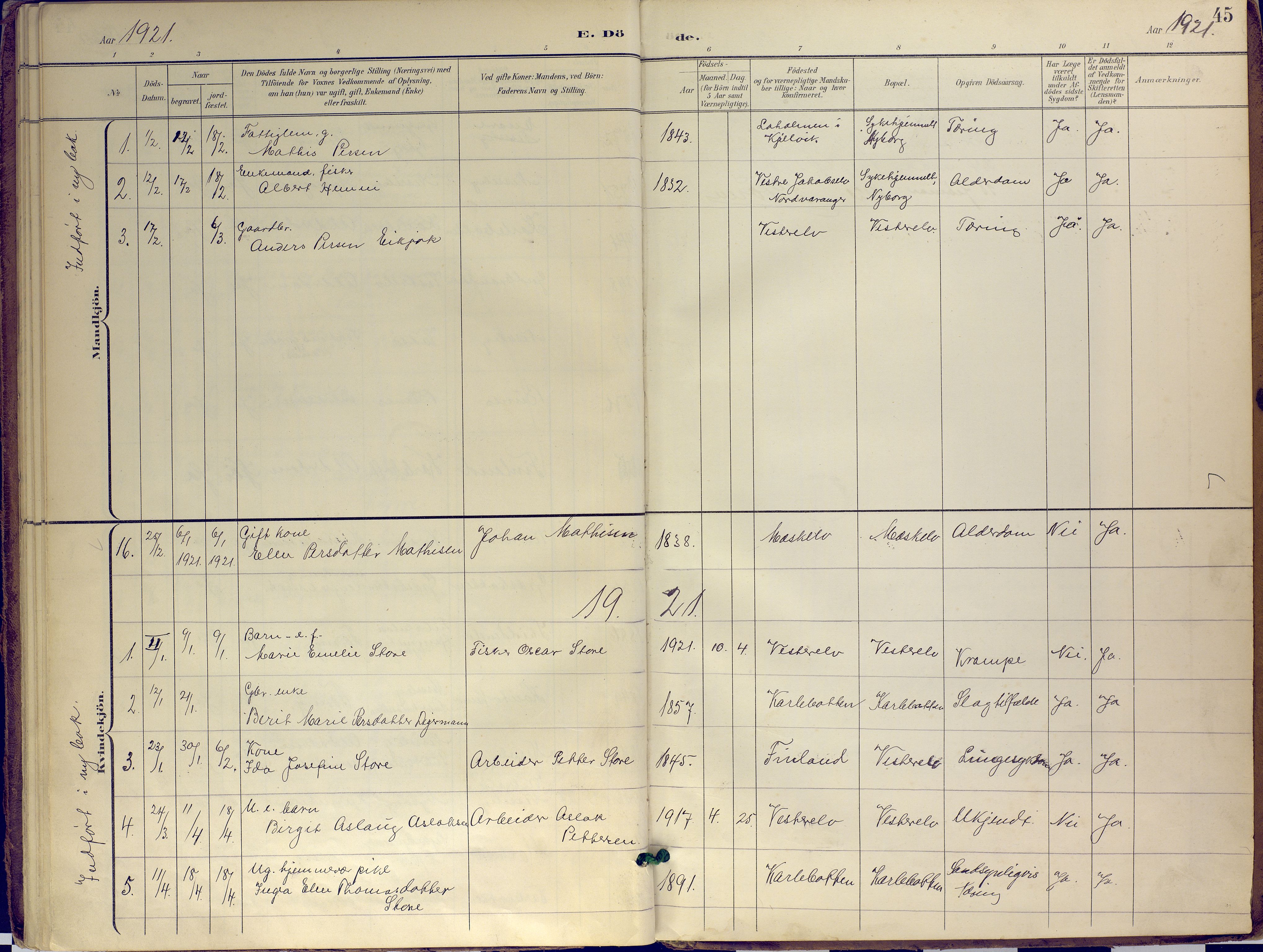 Nesseby sokneprestkontor, SATØ/S-1330/H/Ha/L0007kirke: Parish register (official) no. 7, 1898-1921, p. 45