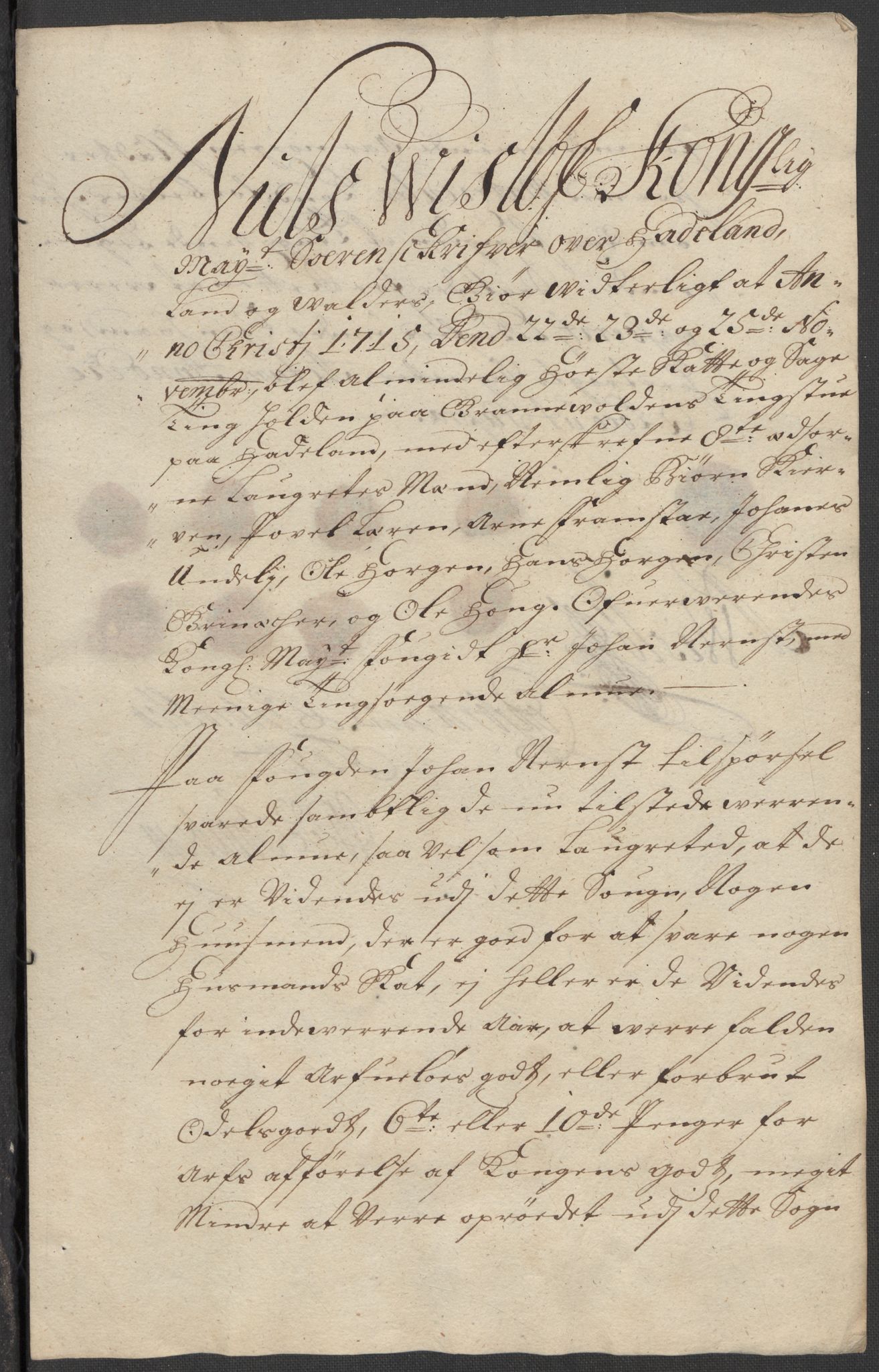 Rentekammeret inntil 1814, Reviderte regnskaper, Fogderegnskap, AV/RA-EA-4092/R18/L1314: Fogderegnskap Hadeland, Toten og Valdres, 1715, p. 253