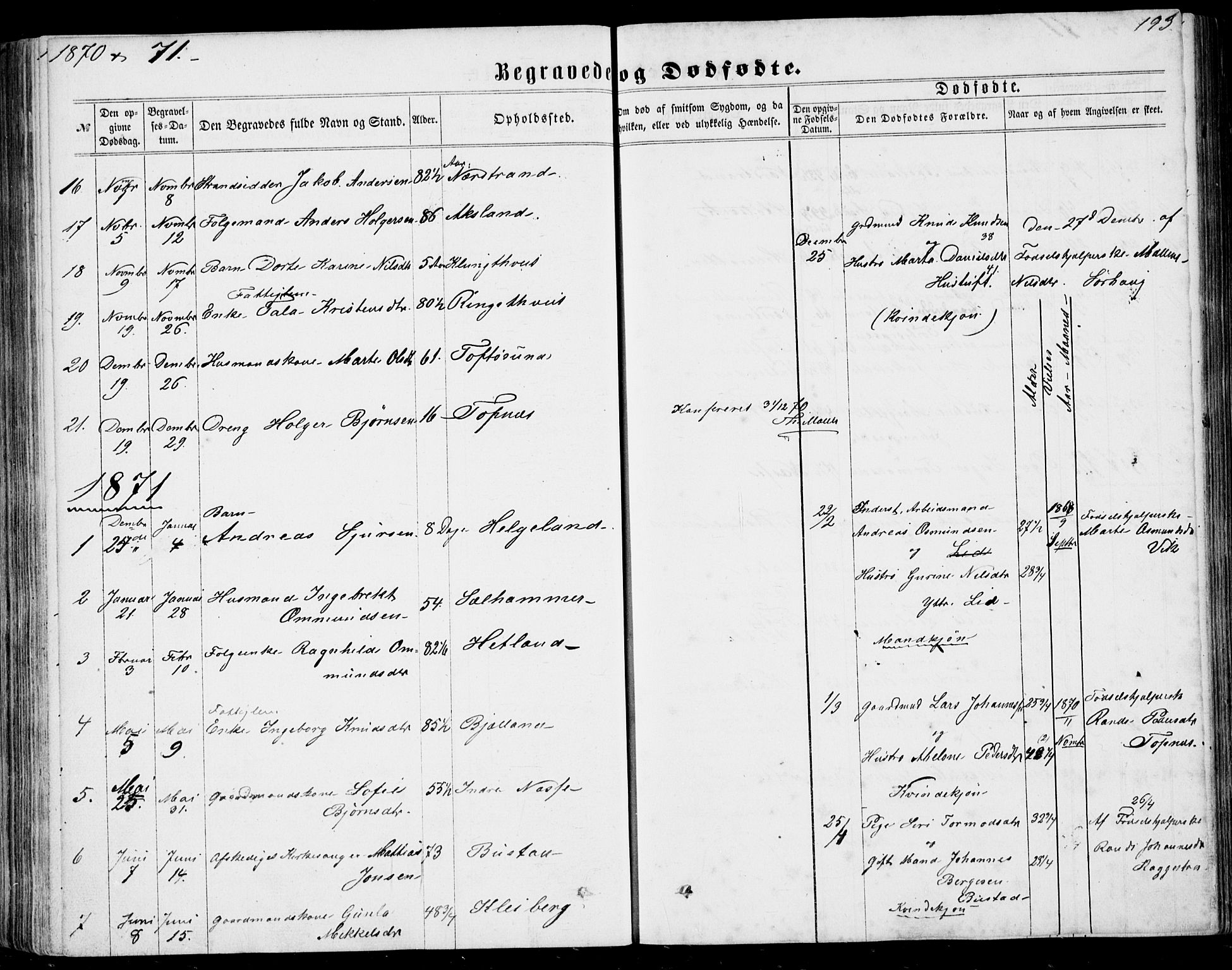 Nedstrand sokneprestkontor, SAST/A-101841/01/IV: Parish register (official) no. A 9, 1861-1876, p. 193