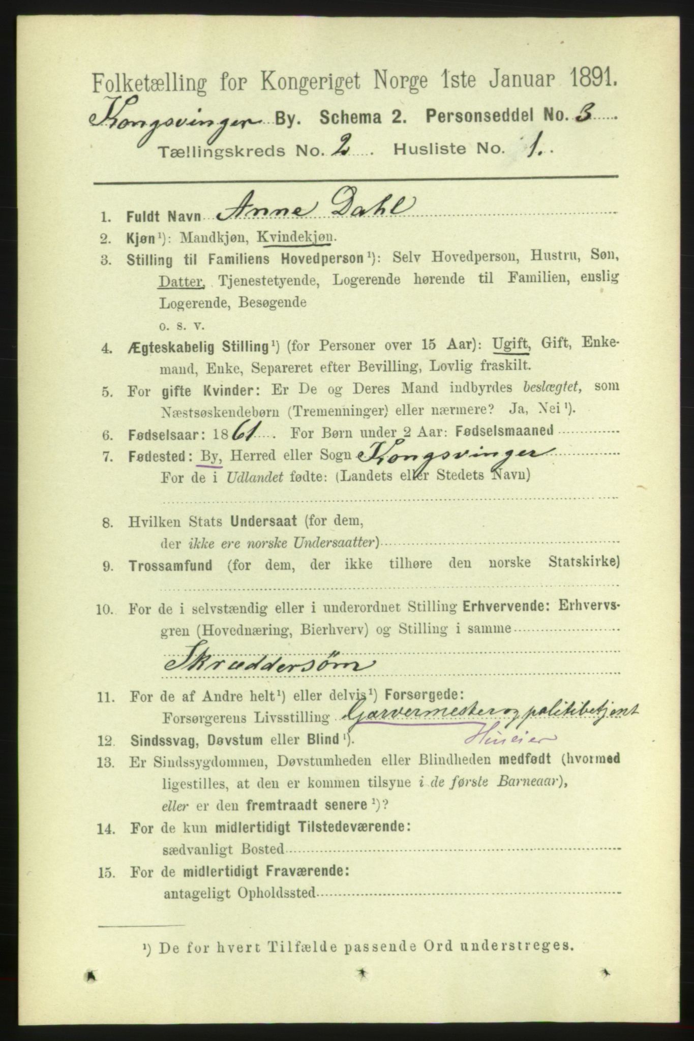 RA, 1891 census for 0402 Kongsvinger, 1891, p. 793