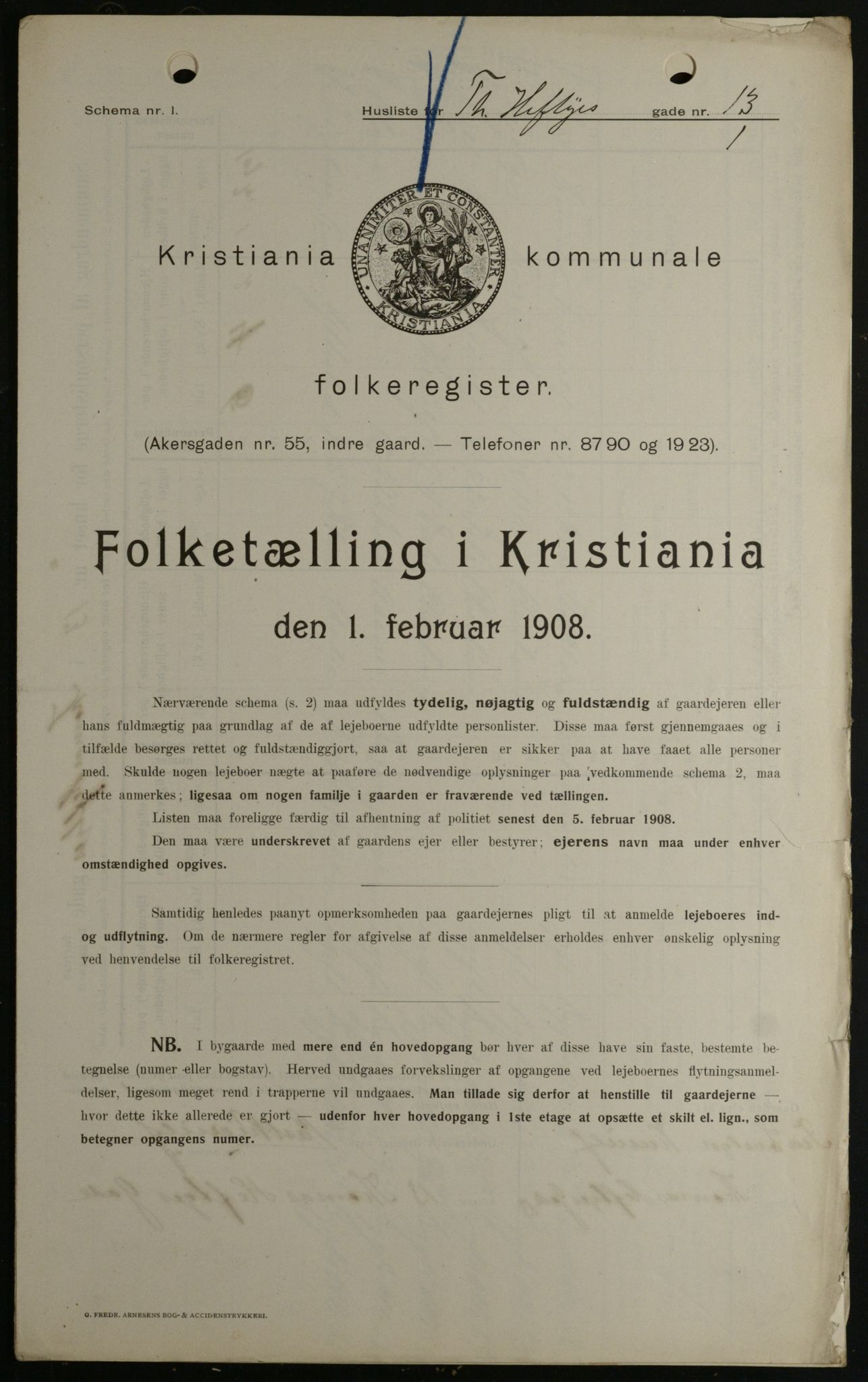 OBA, Municipal Census 1908 for Kristiania, 1908, p. 97910