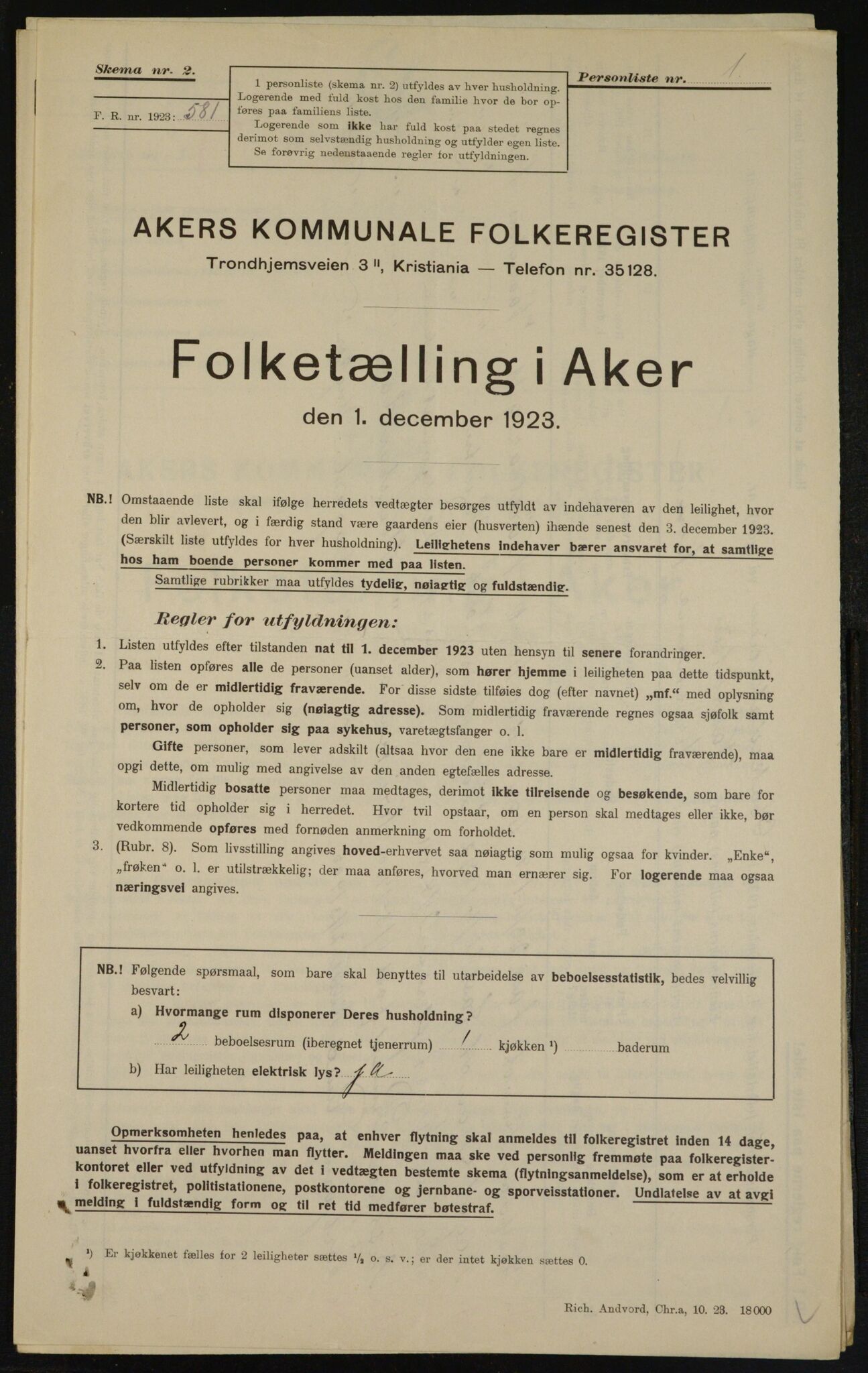 , Municipal Census 1923 for Aker, 1923, p. 11004