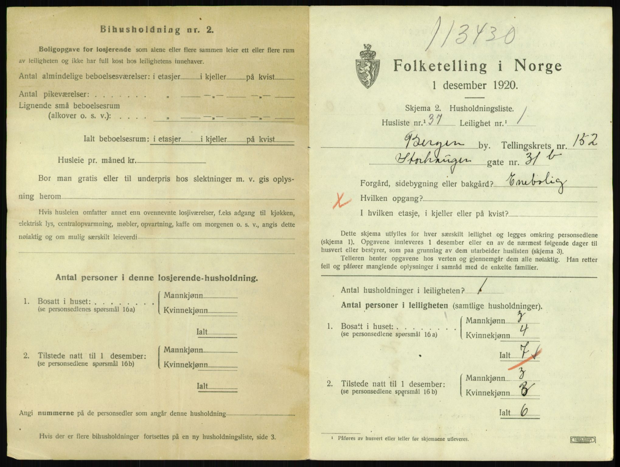 SAB, 1920 census for Bergen, 1920, p. 58177