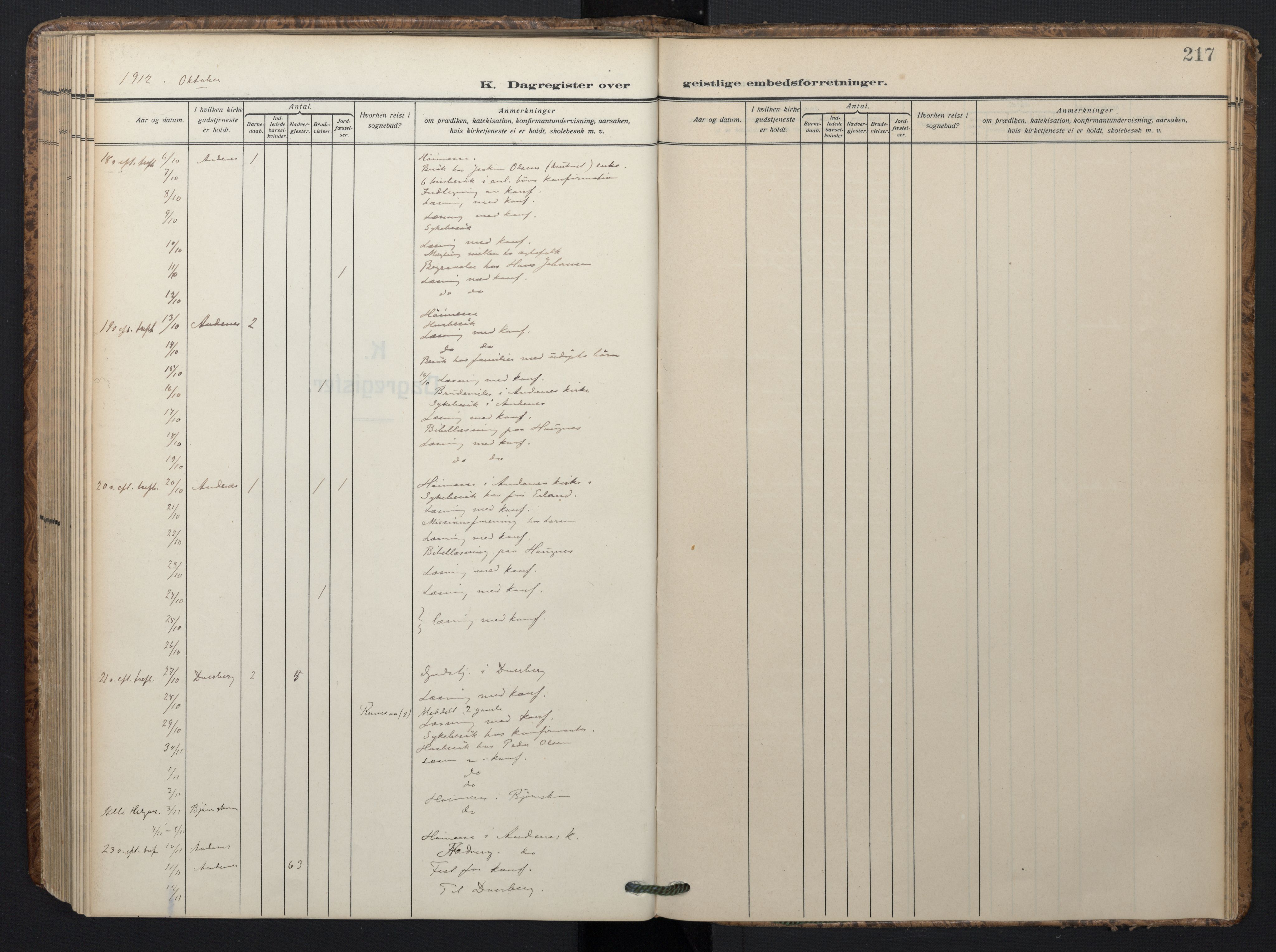 Ministerialprotokoller, klokkerbøker og fødselsregistre - Nordland, SAT/A-1459/899/L1438: Parish register (official) no. 899A06, 1909-1922, p. 217