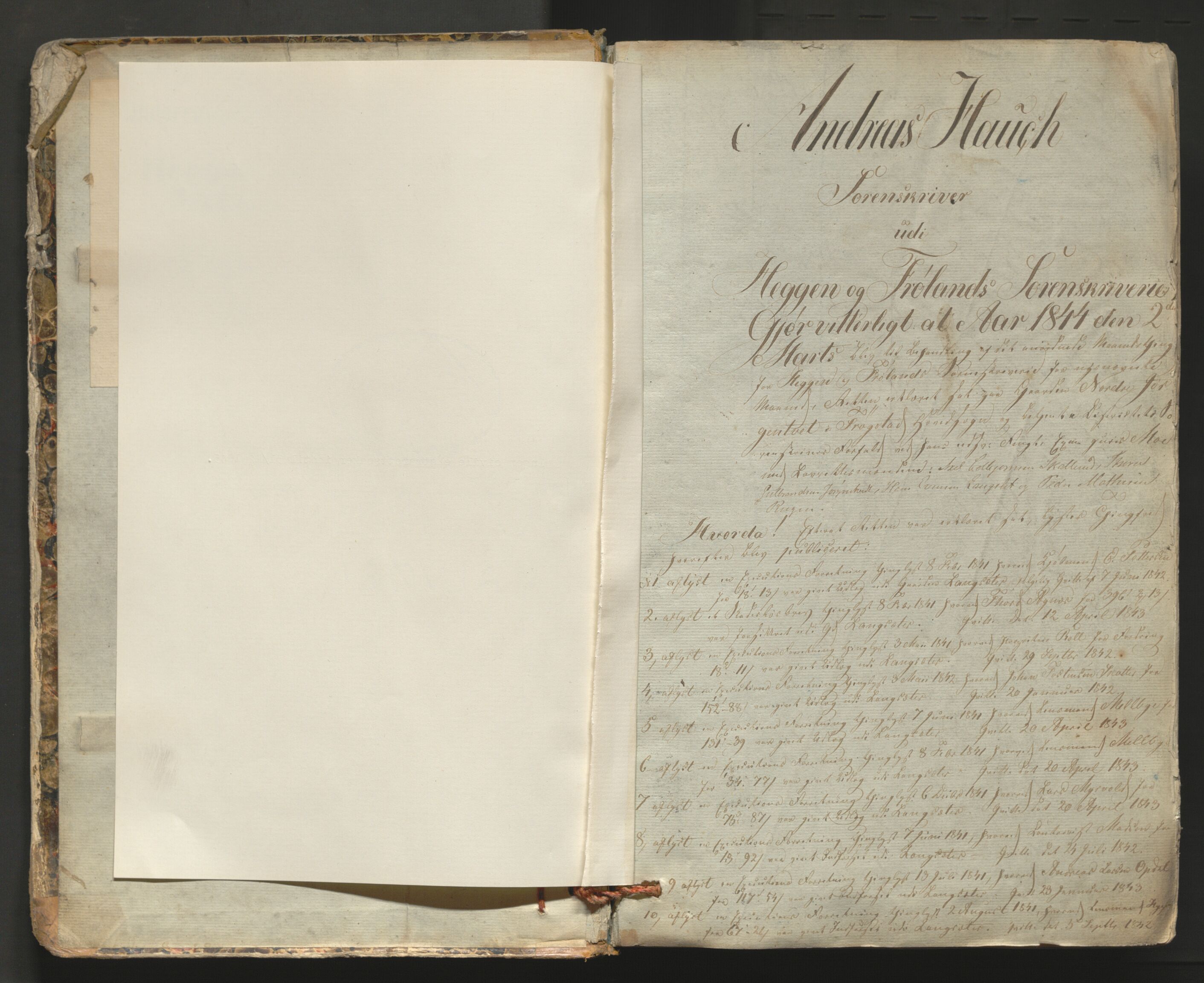 Heggen og Frøland sorenskriveri I, AV/SAO-A-11556/F/Fb/L0051: Tingbok, 1844-1851, p. 1a