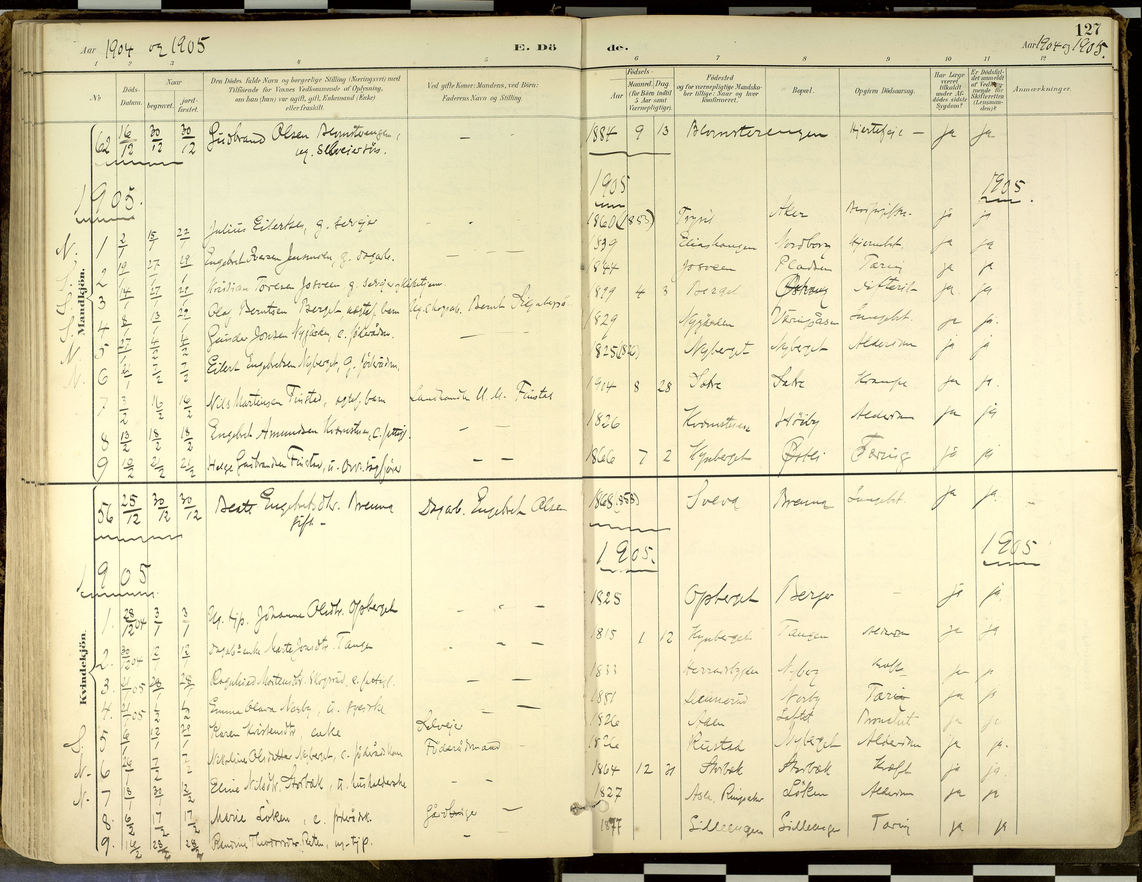 Elverum prestekontor, AV/SAH-PREST-044/H/Ha/Haa/L0018: Parish register (official) no. 18, 1894-1914, p. 127