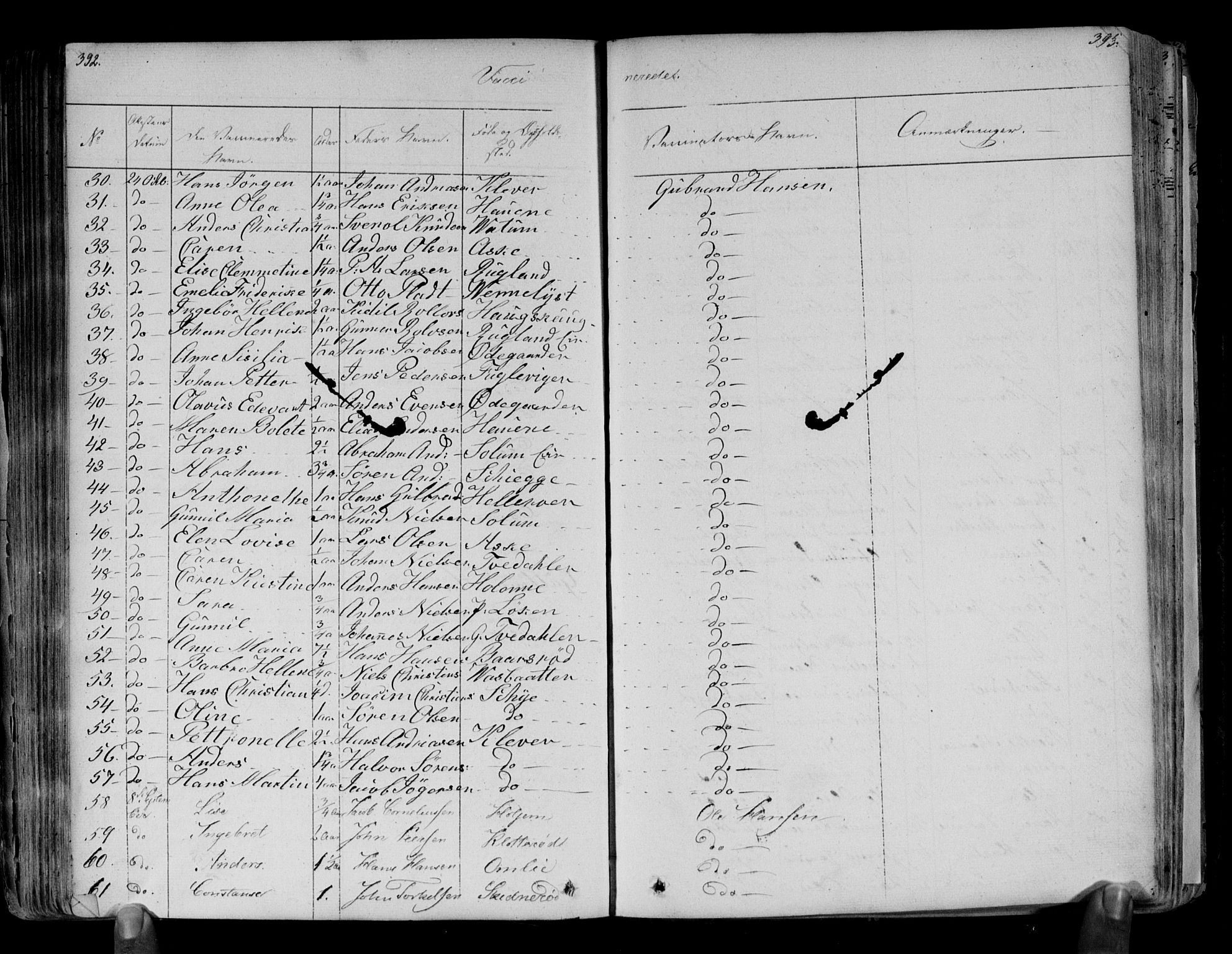 Brunlanes kirkebøker, AV/SAKO-A-342/F/Fa/L0003: Parish register (official) no. I 3, 1834-1845, p. 392-393