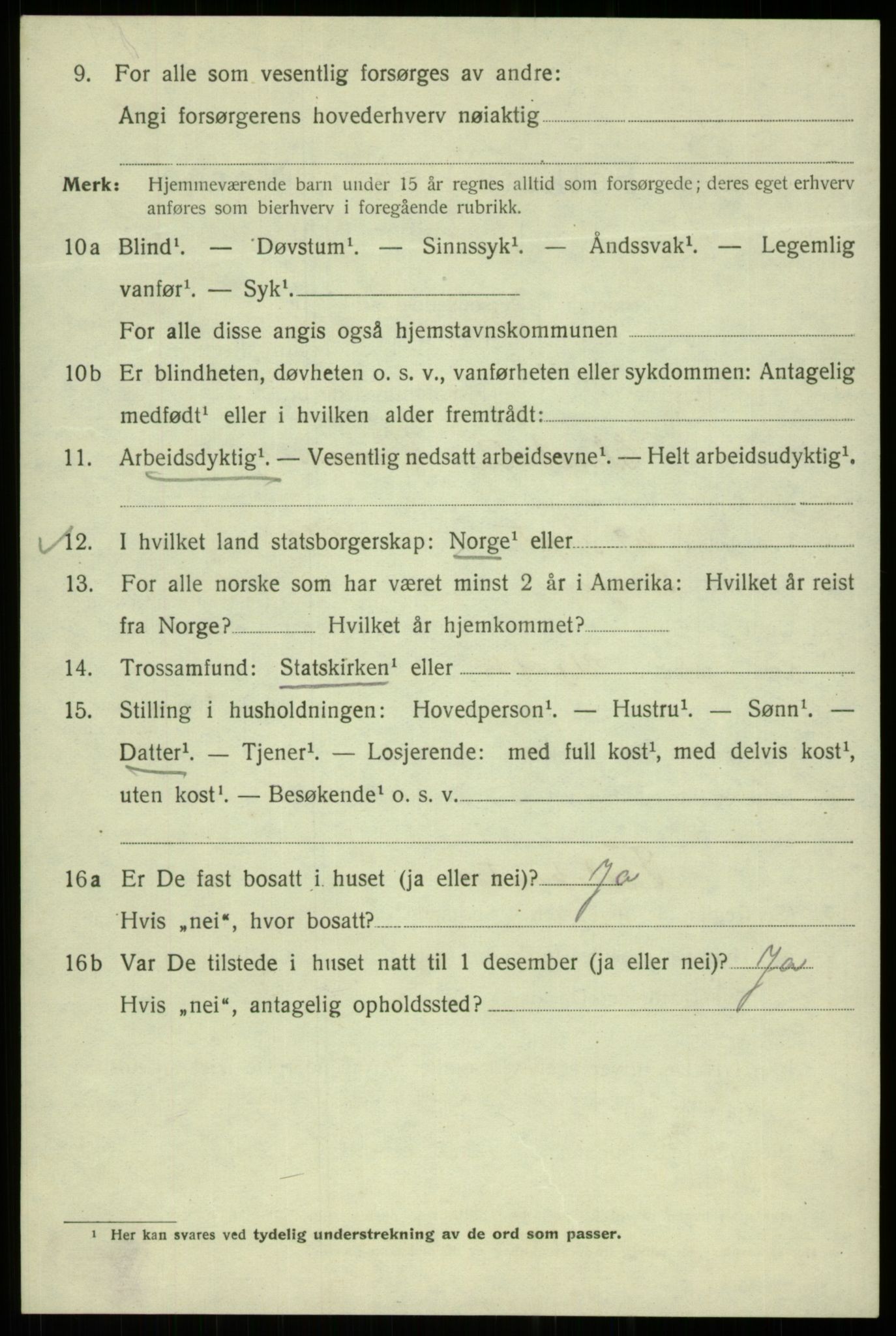 SAB, 1920 census for Bergen, 1920, p. 98289