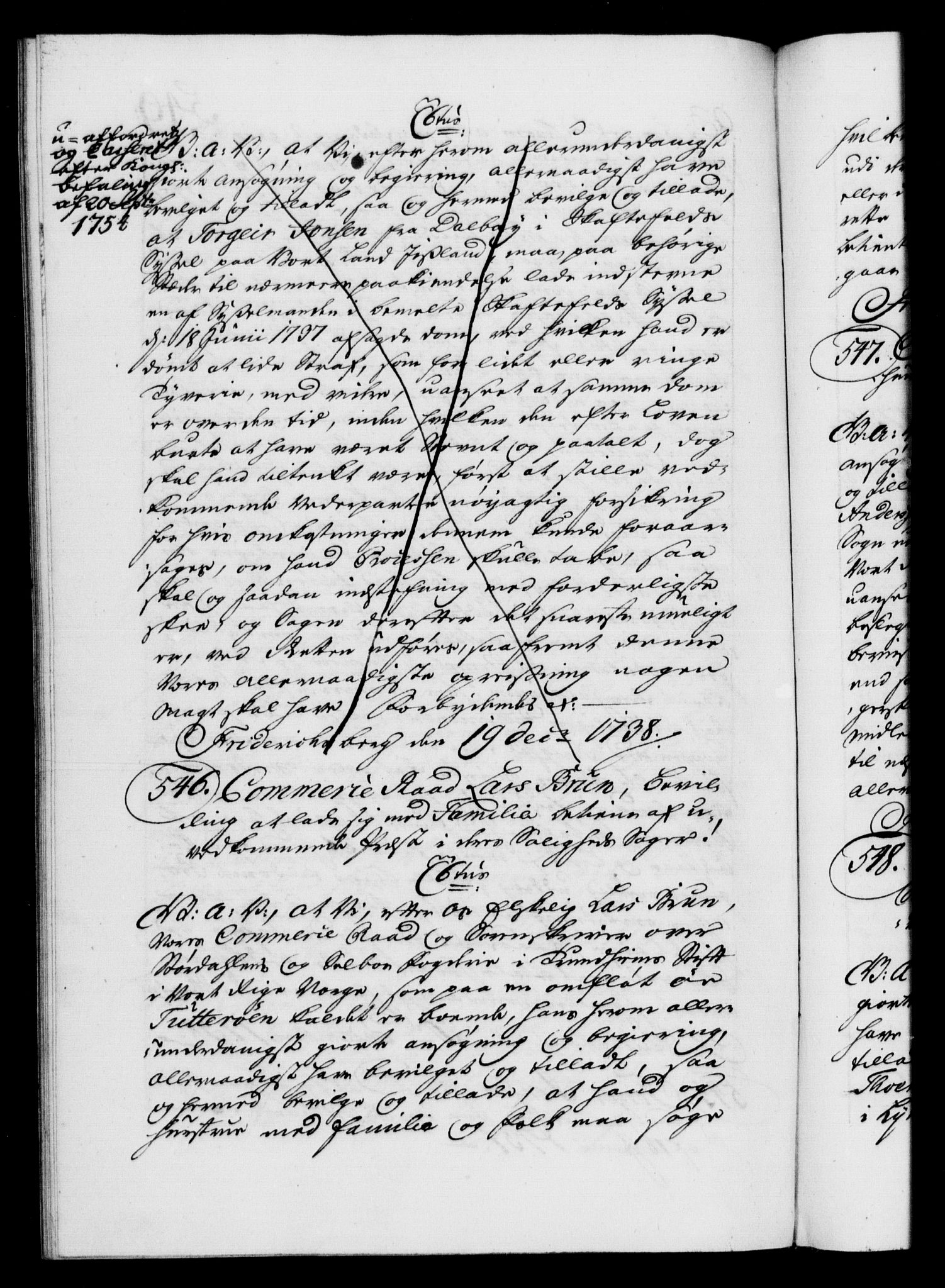 Danske Kanselli 1572-1799, AV/RA-EA-3023/F/Fc/Fca/Fcaa/L0030: Norske registre, 1737-1738, p. 549b