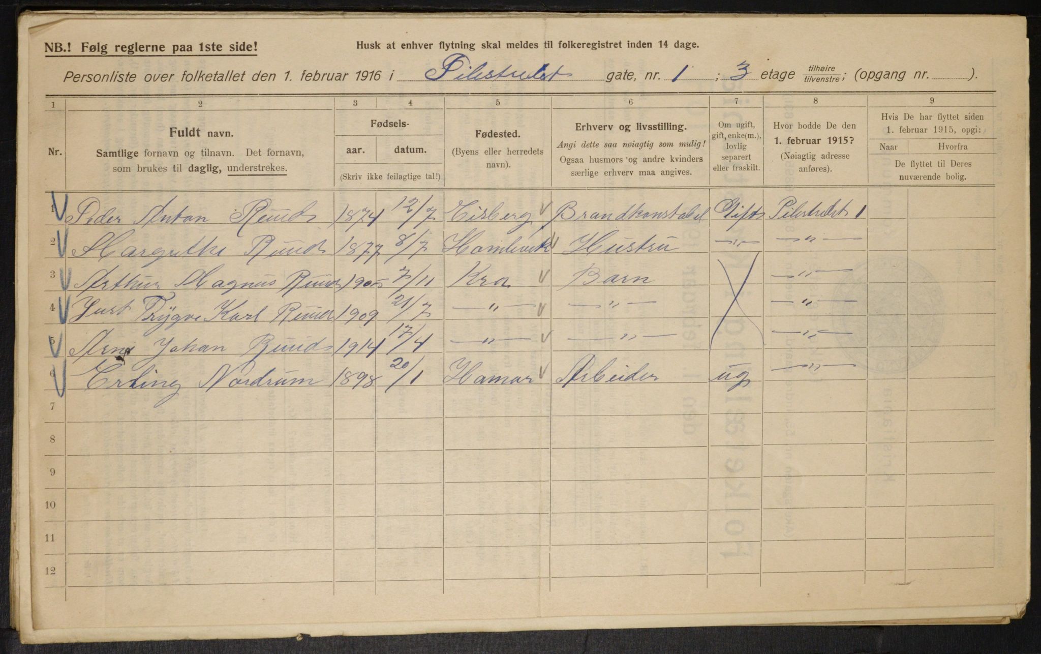 OBA, Municipal Census 1916 for Kristiania, 1916, p. 80745