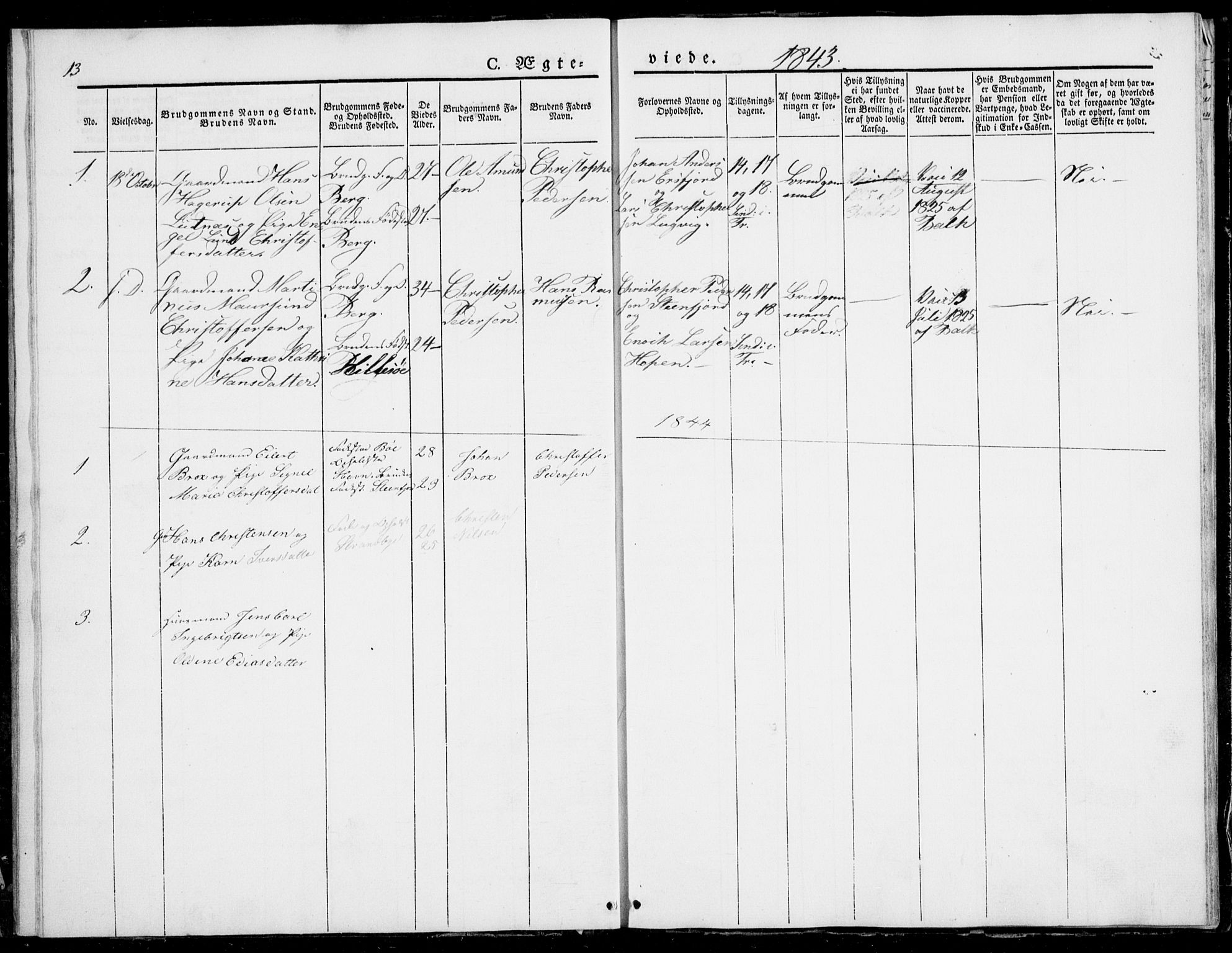 Berg sokneprestkontor, SATØ/S-1318/G/Ga/Gab/L0001klokker: Parish register (copy) no. 1, 1843-1851, p. 13