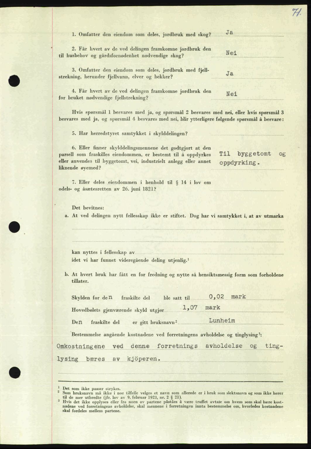 Nordmøre sorenskriveri, AV/SAT-A-4132/1/2/2Ca: Mortgage book no. A105, 1947-1947, Diary no: : 1271/1947