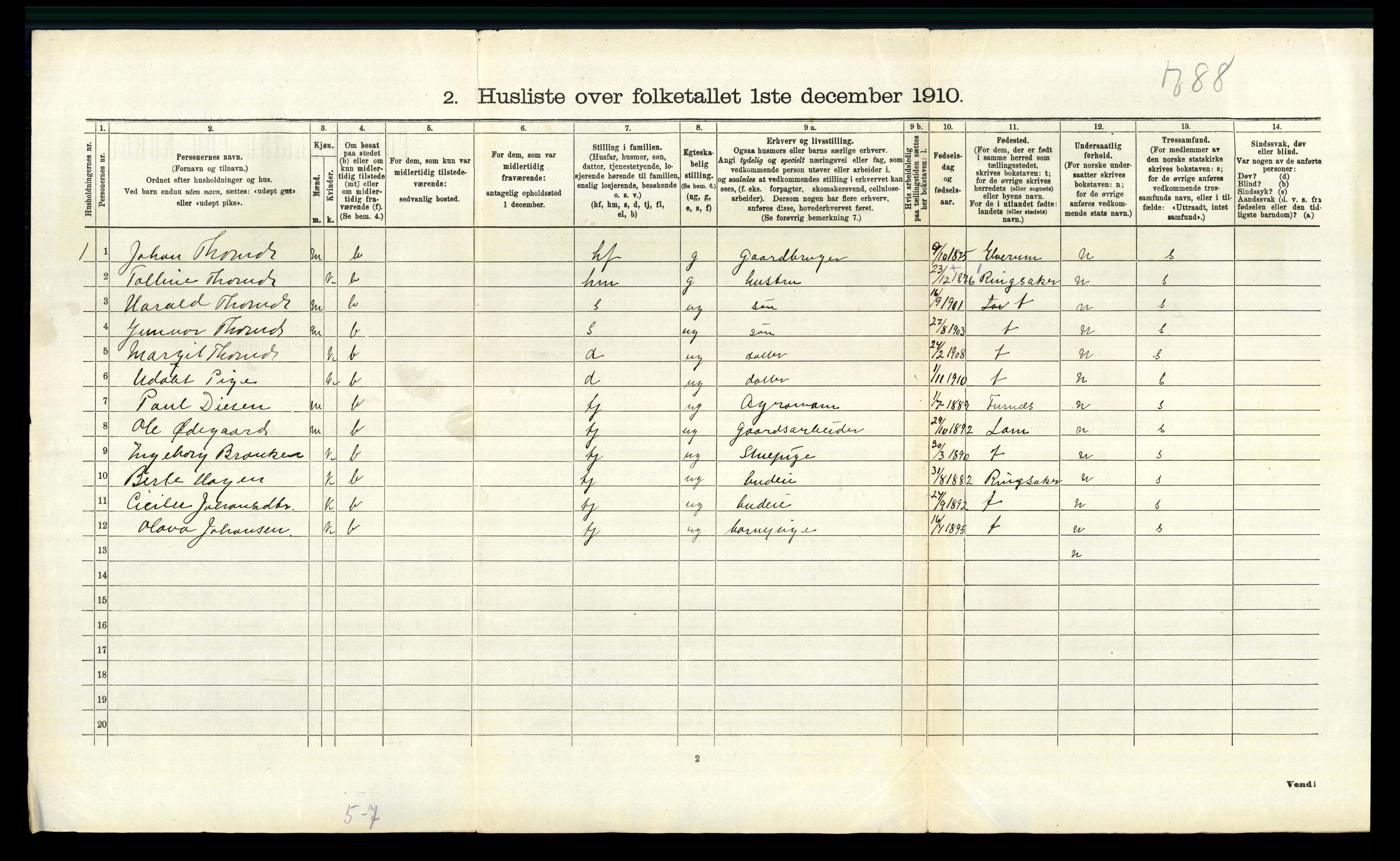 RA, 1910 census for Løten, 1910, p. 429