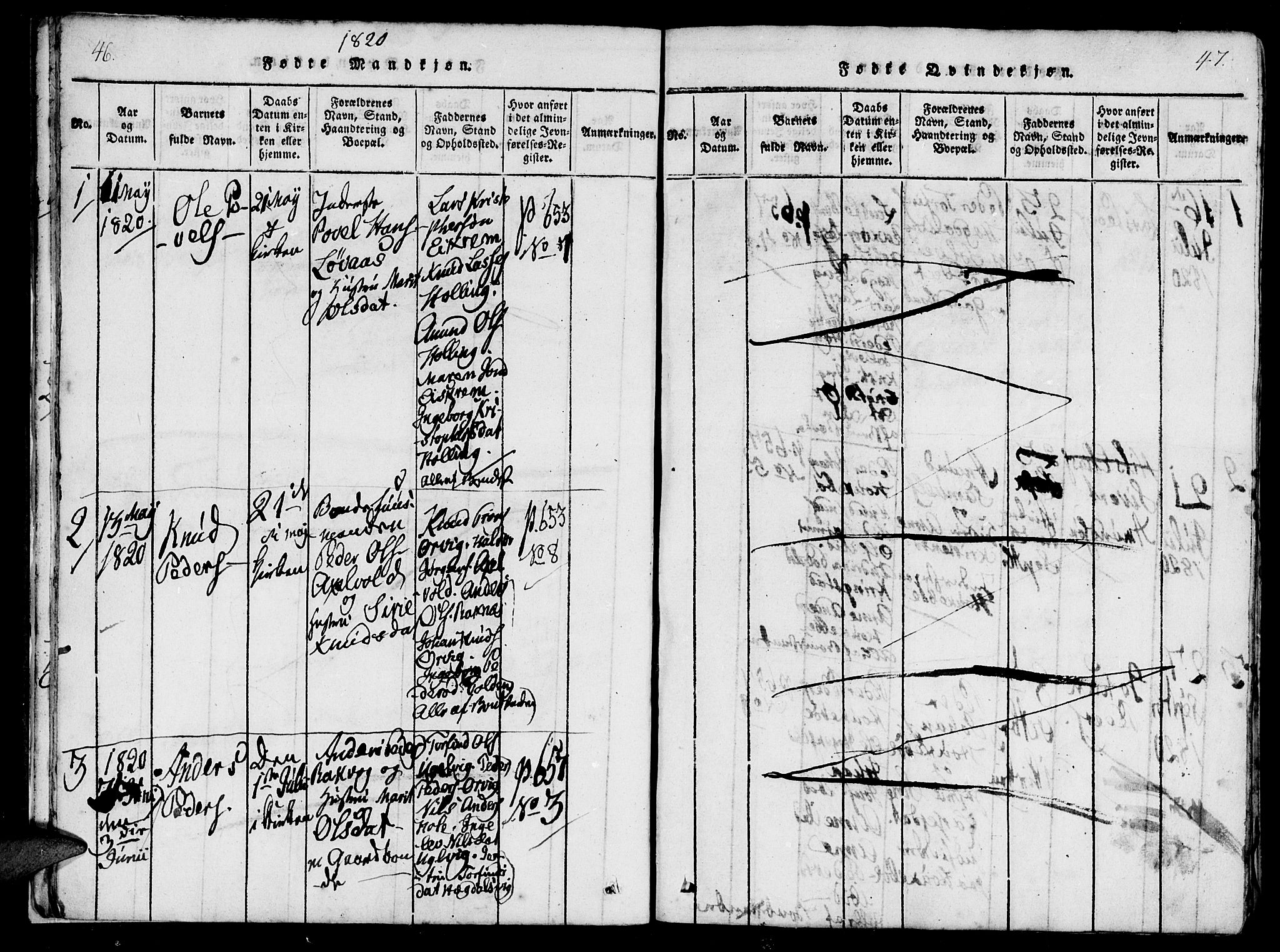 Ministerialprotokoller, klokkerbøker og fødselsregistre - Møre og Romsdal, AV/SAT-A-1454/560/L0718: Parish register (official) no. 560A02, 1817-1844, p. 46-47