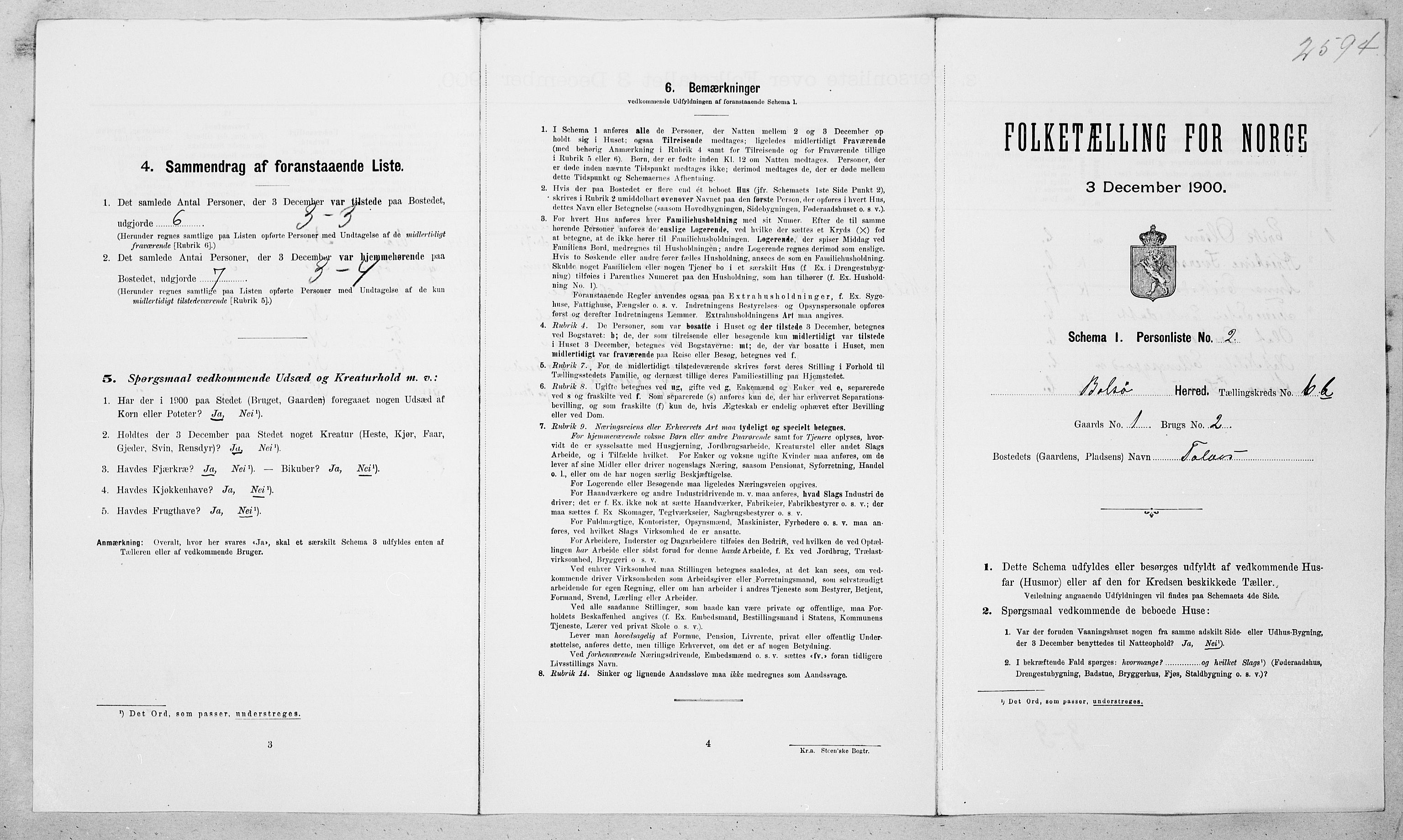 SAT, 1900 census for Bolsøy, 1900, p. 1136