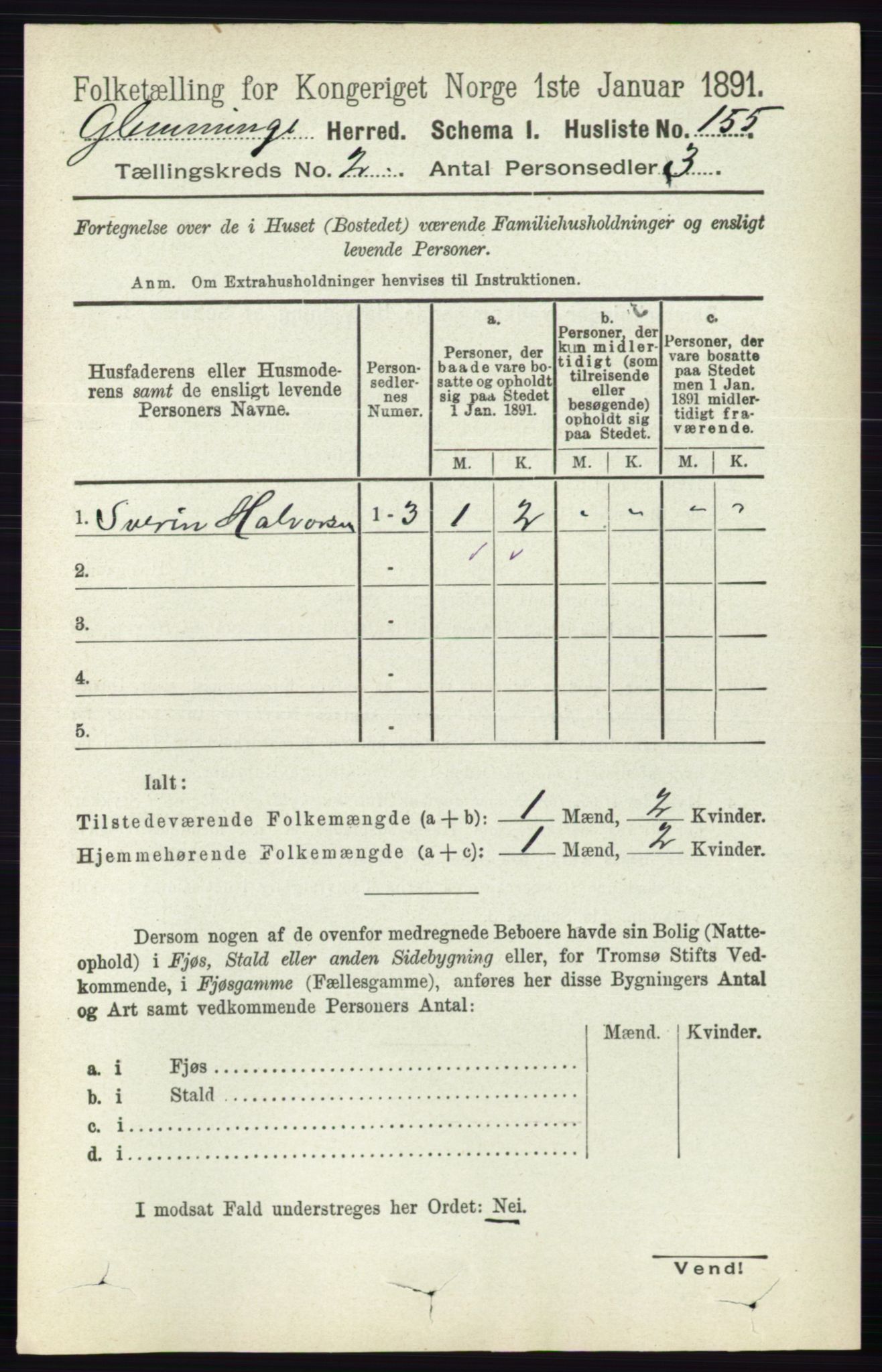 RA, 1891 census for 0132 Glemmen, 1891, p. 573