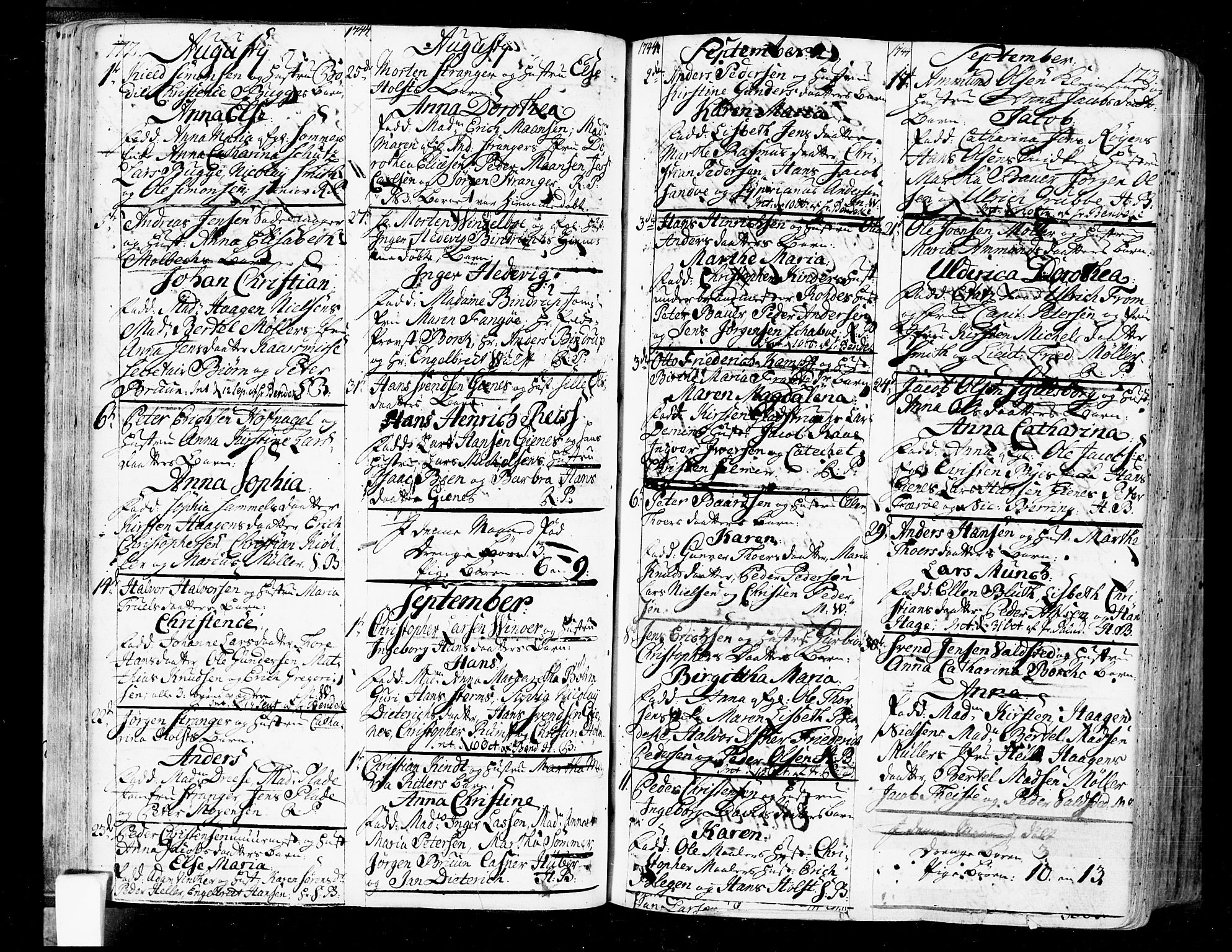 Oslo domkirke Kirkebøker, SAO/A-10752/F/Fa/L0004: Parish register (official) no. 4, 1743-1786, p. 172-173