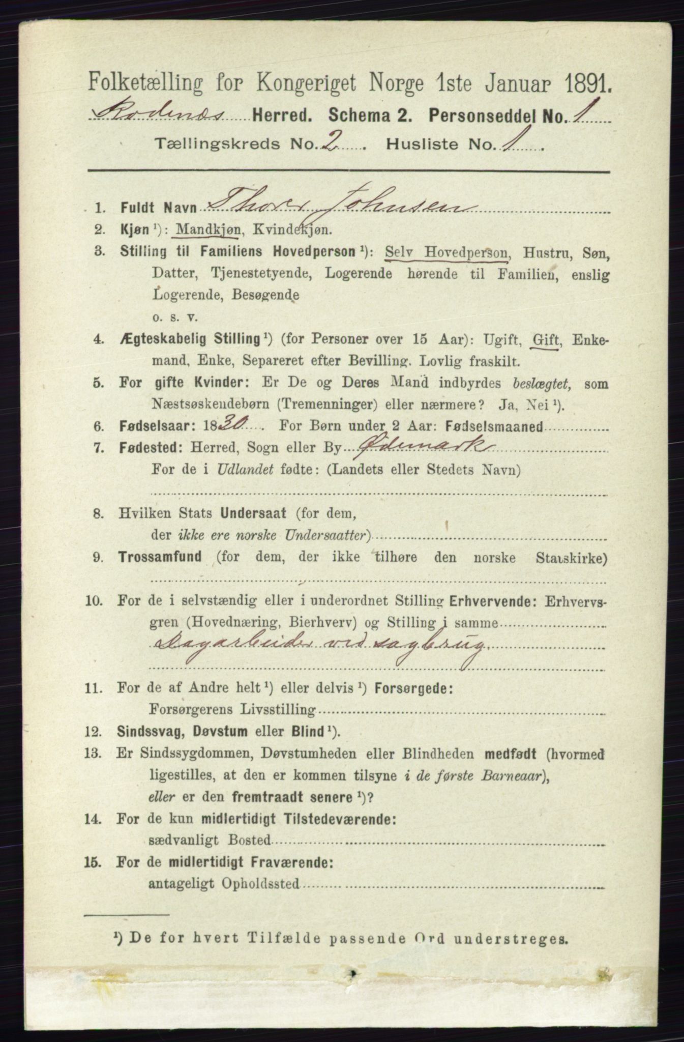 RA, 1891 census for 0120 Rødenes, 1891, p. 727