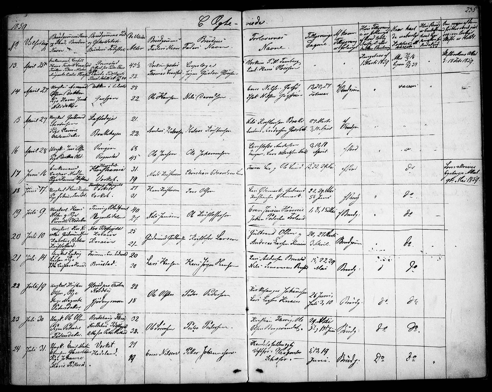 Hurdal prestekontor Kirkebøker, AV/SAO-A-10889/F/Fa/L0005: Parish register (official) no. I 5, 1846-1859, p. 235