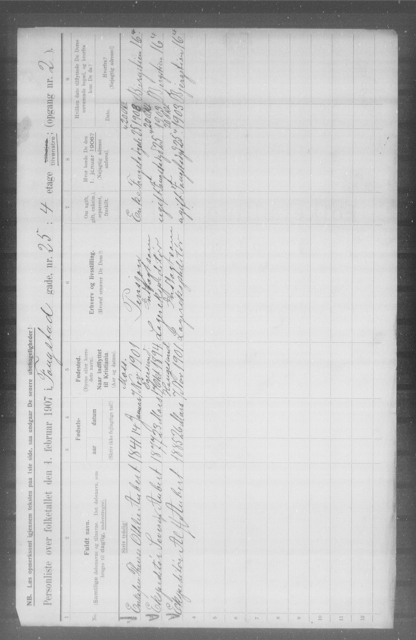 OBA, Municipal Census 1907 for Kristiania, 1907, p. 12932