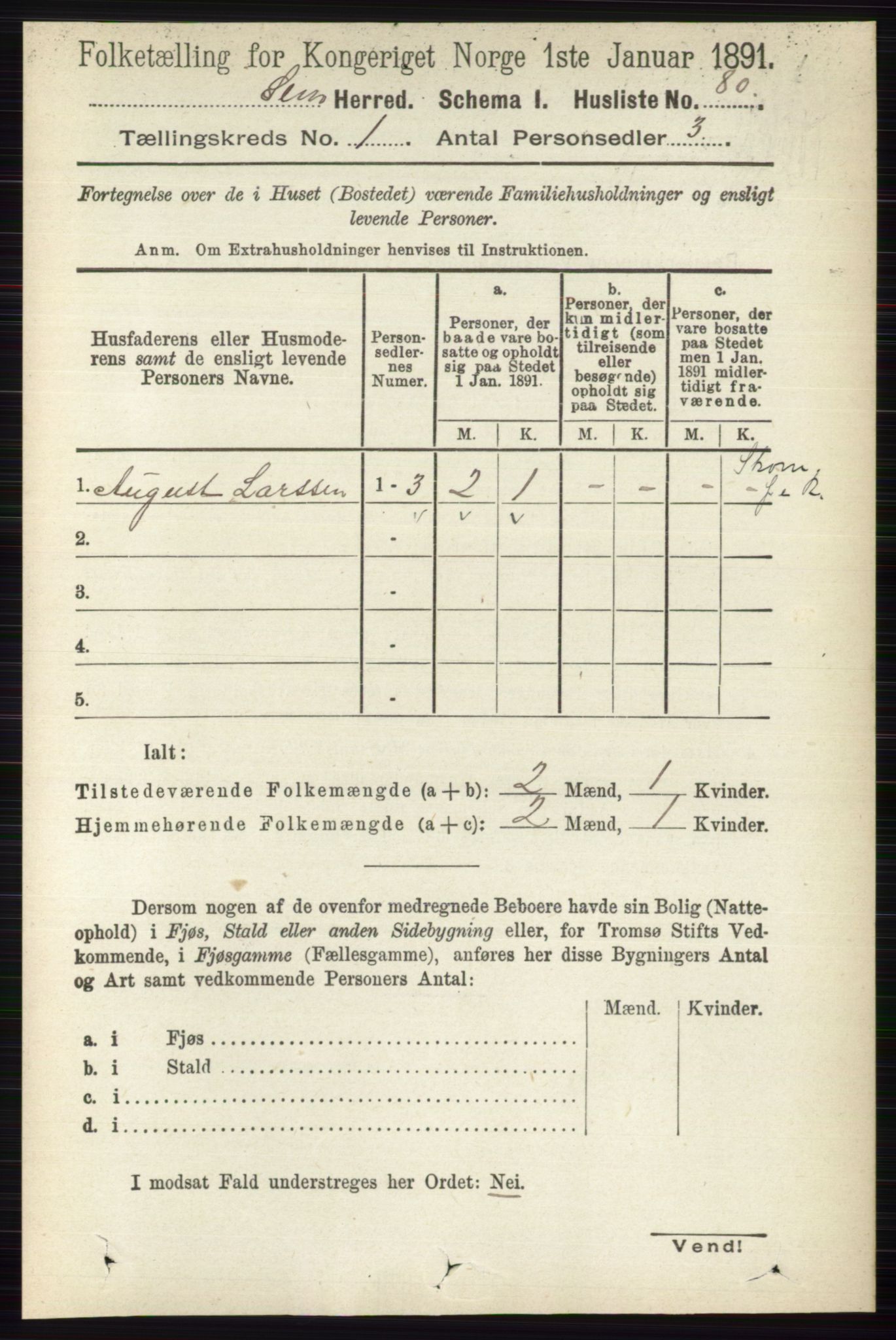 RA, 1891 census for 0721 Sem, 1891, p. 119