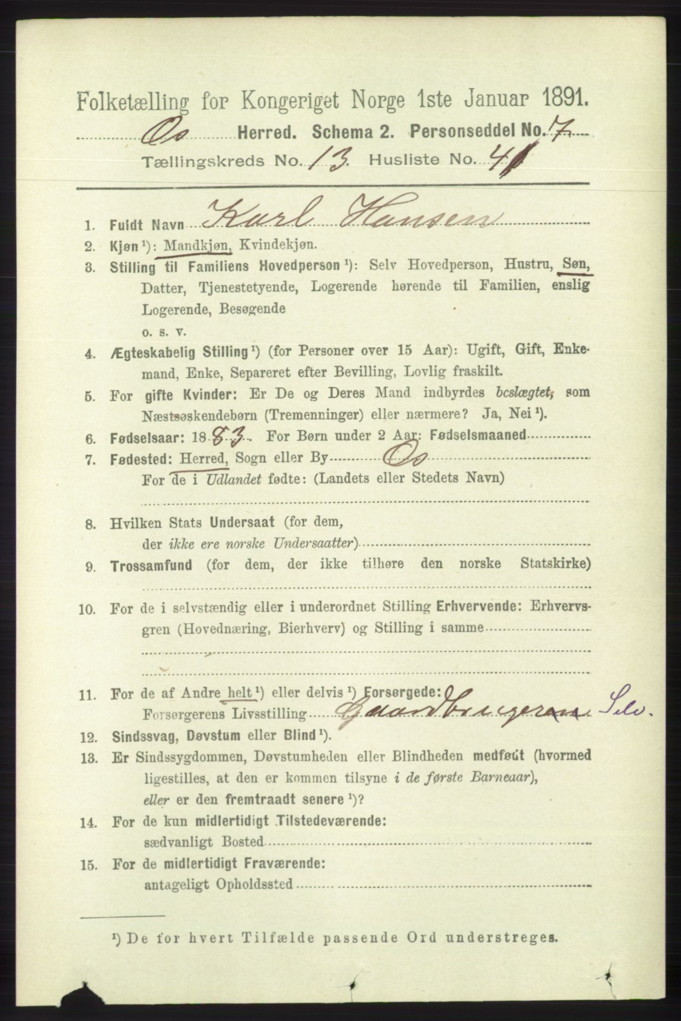 RA, 1891 census for 1243 Os, 1891, p. 3047