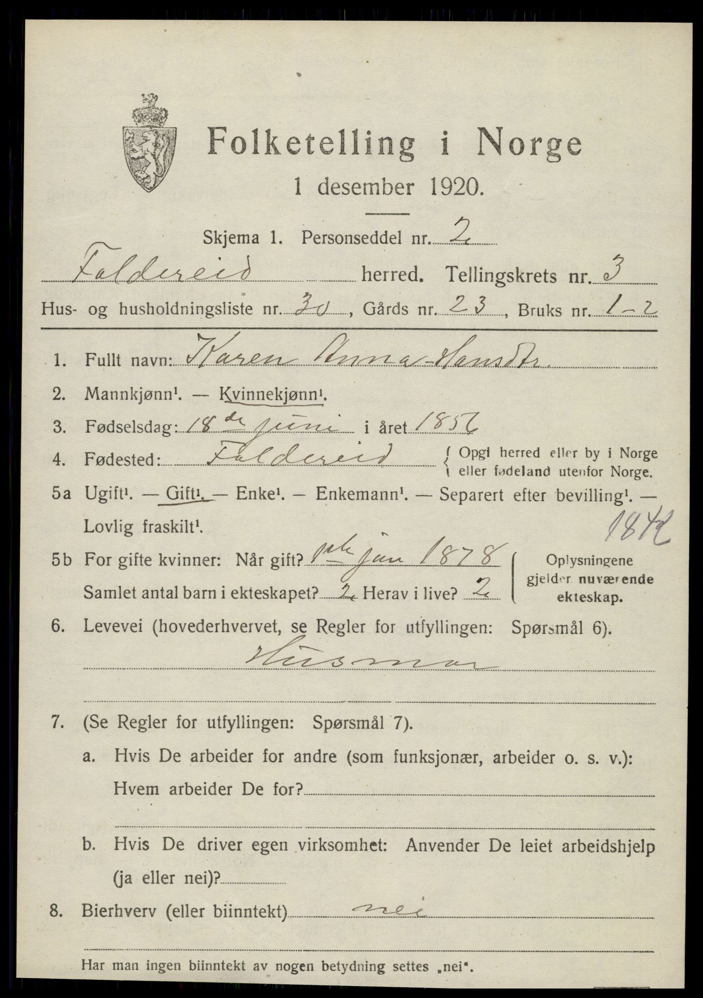 SAT, 1920 census for Foldereid, 1920, p. 1514