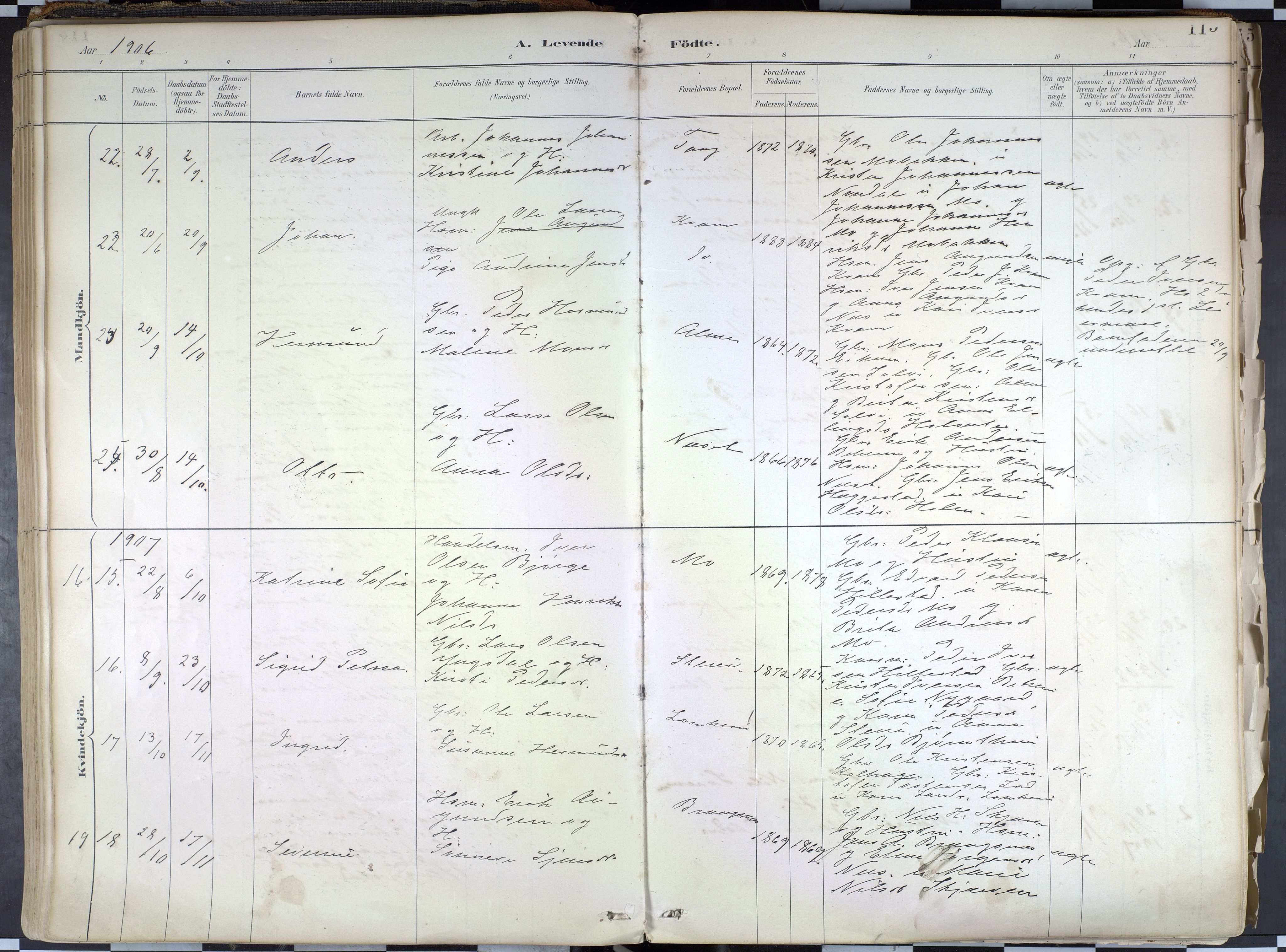 Hafslo sokneprestembete, SAB/A-80301/H/Haa/Haab/L0001: Parish register (official) no. B 1, 1886-1945, p. 115